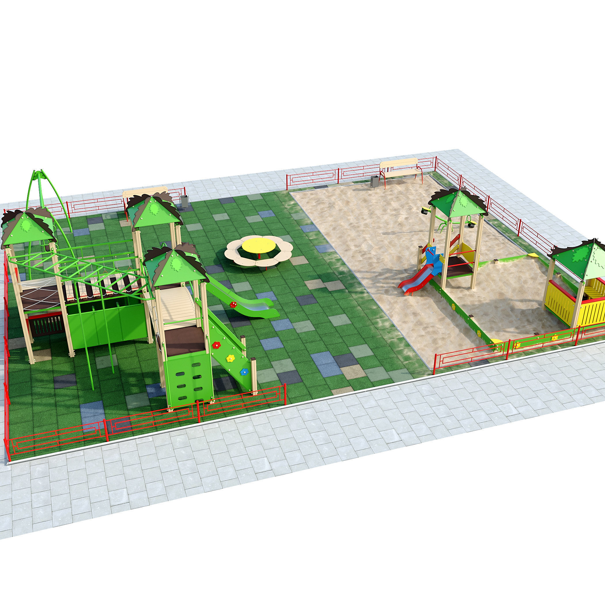 Playground with a large sandbox 3D model_23