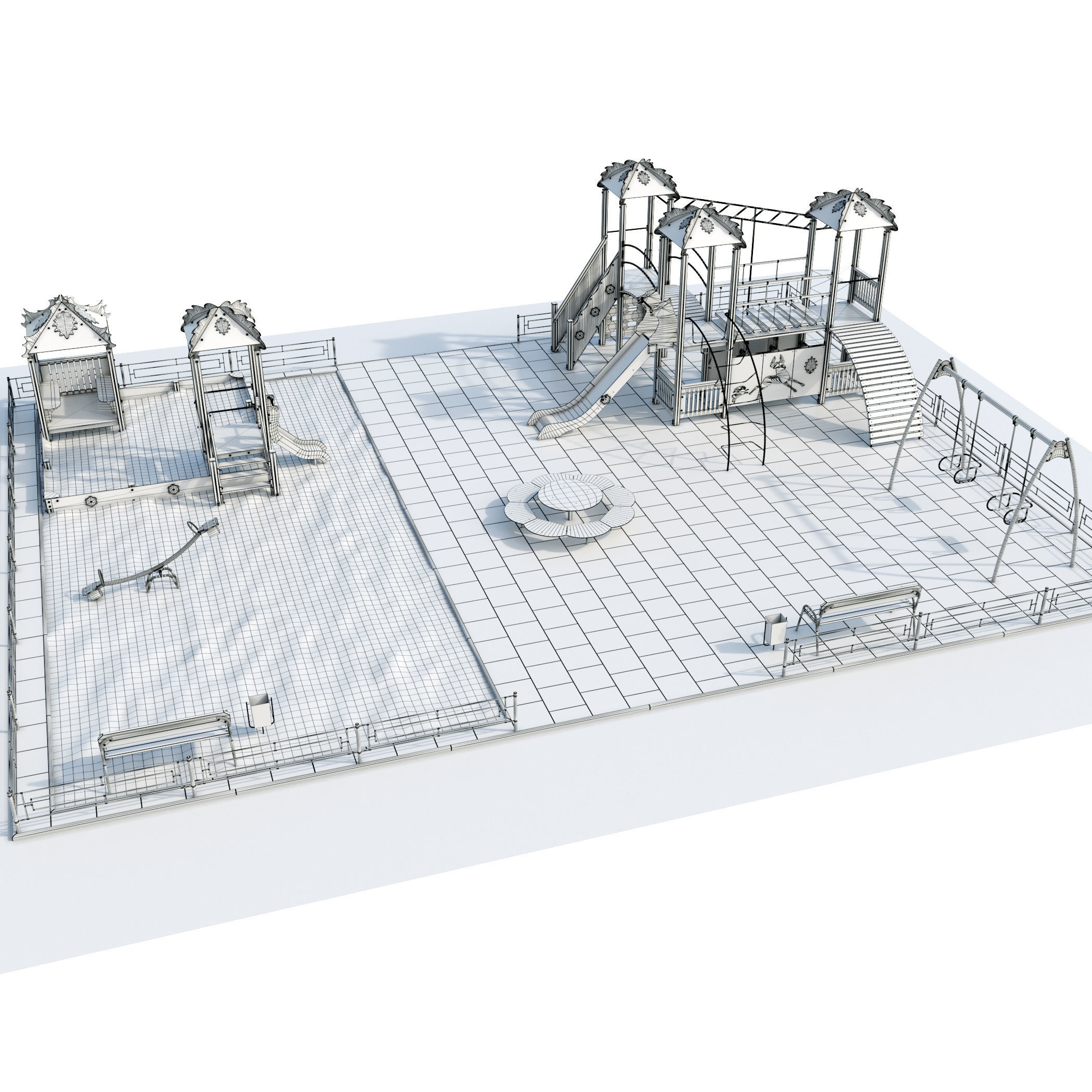 Playground with a large sandbox 3D model_22