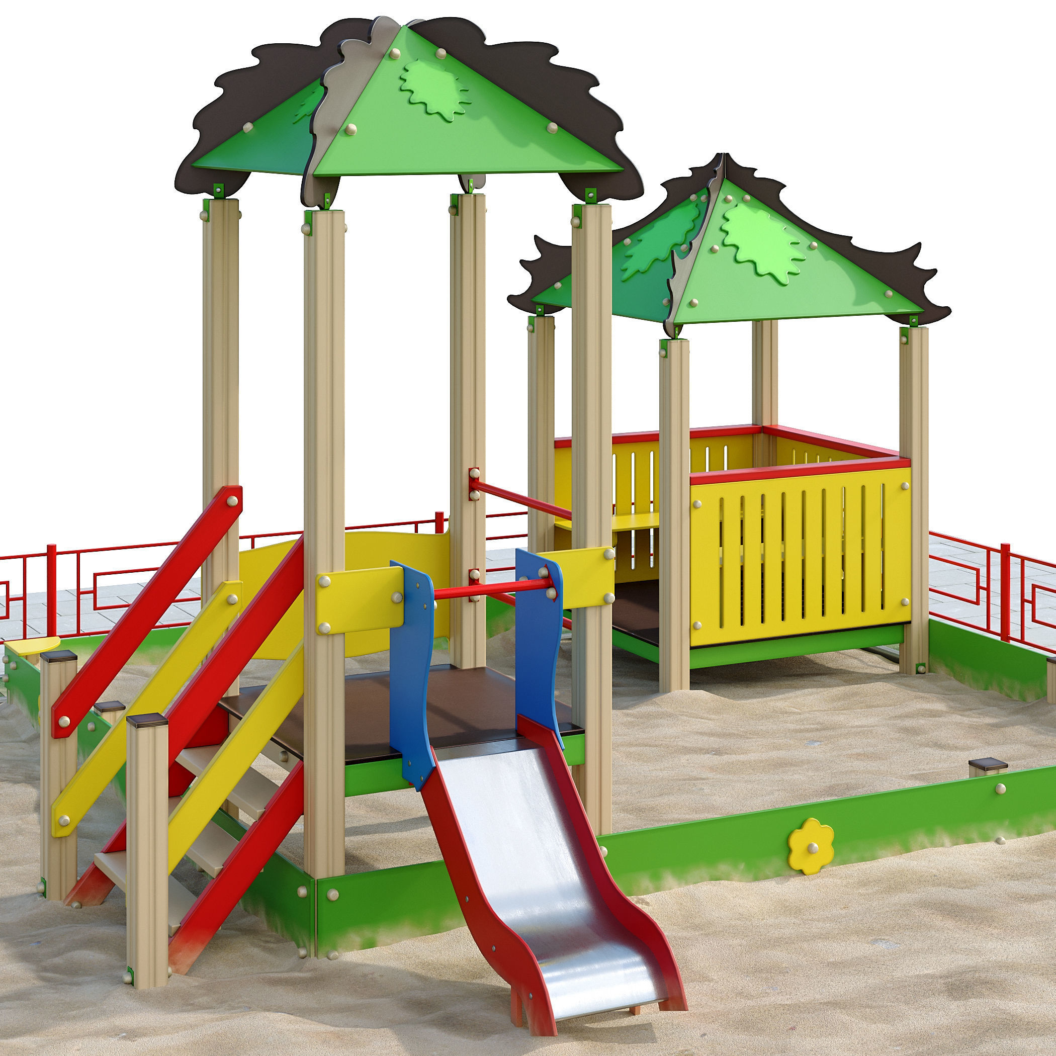 Playground with a large sandbox 3D model_9