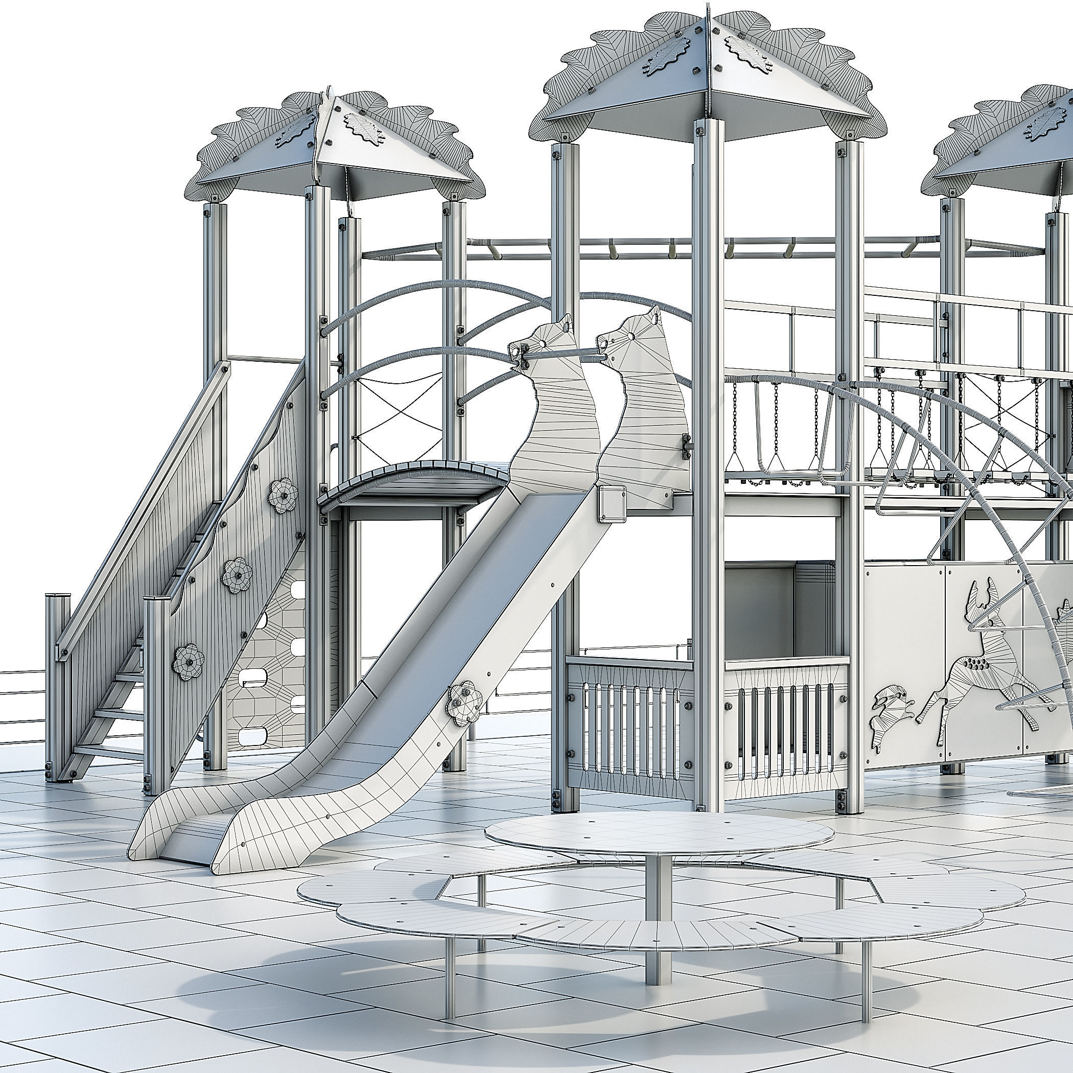 Playground with a large sandbox 3D model_6