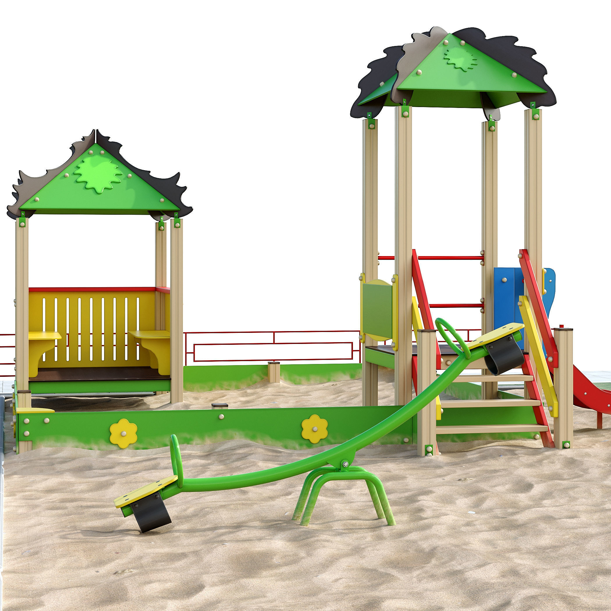 Playground with a large sandbox 3D model_4