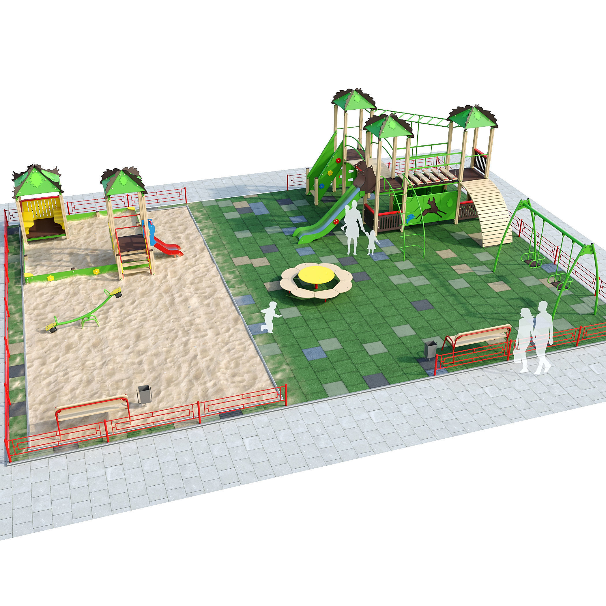 Playground with a large sandbox 3D model_21