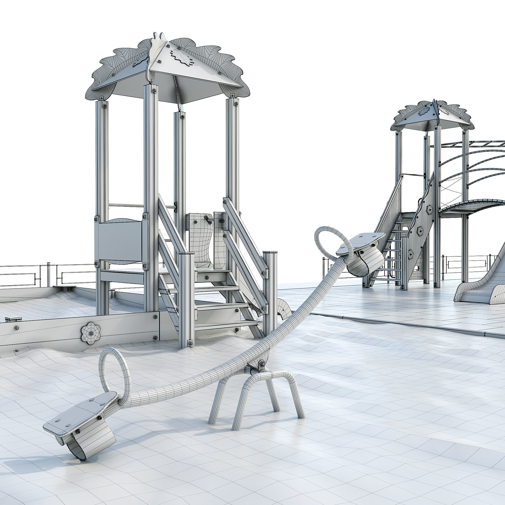Playground with a large sandbox 3D model_14