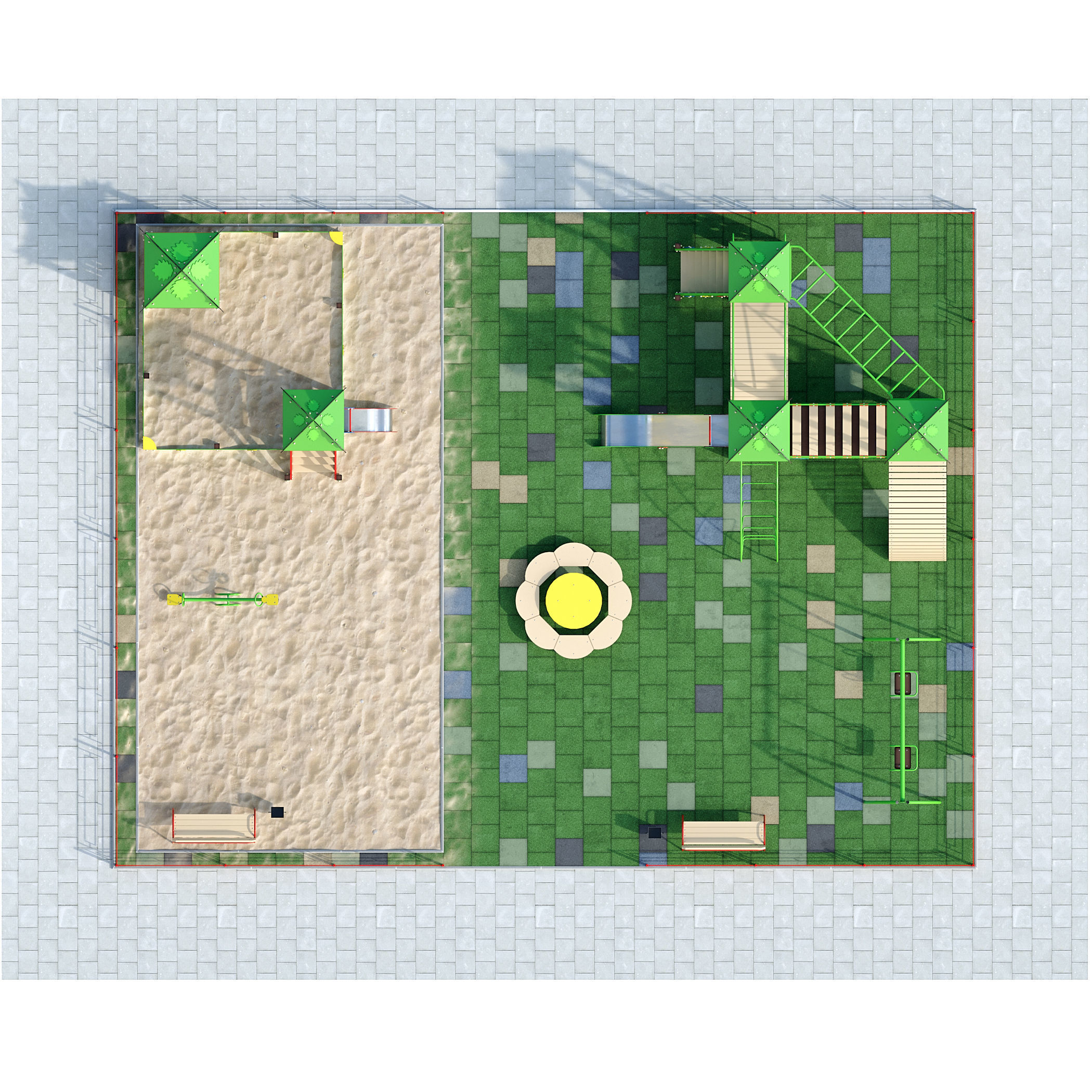 Playground with a large sandbox 3D model_2
