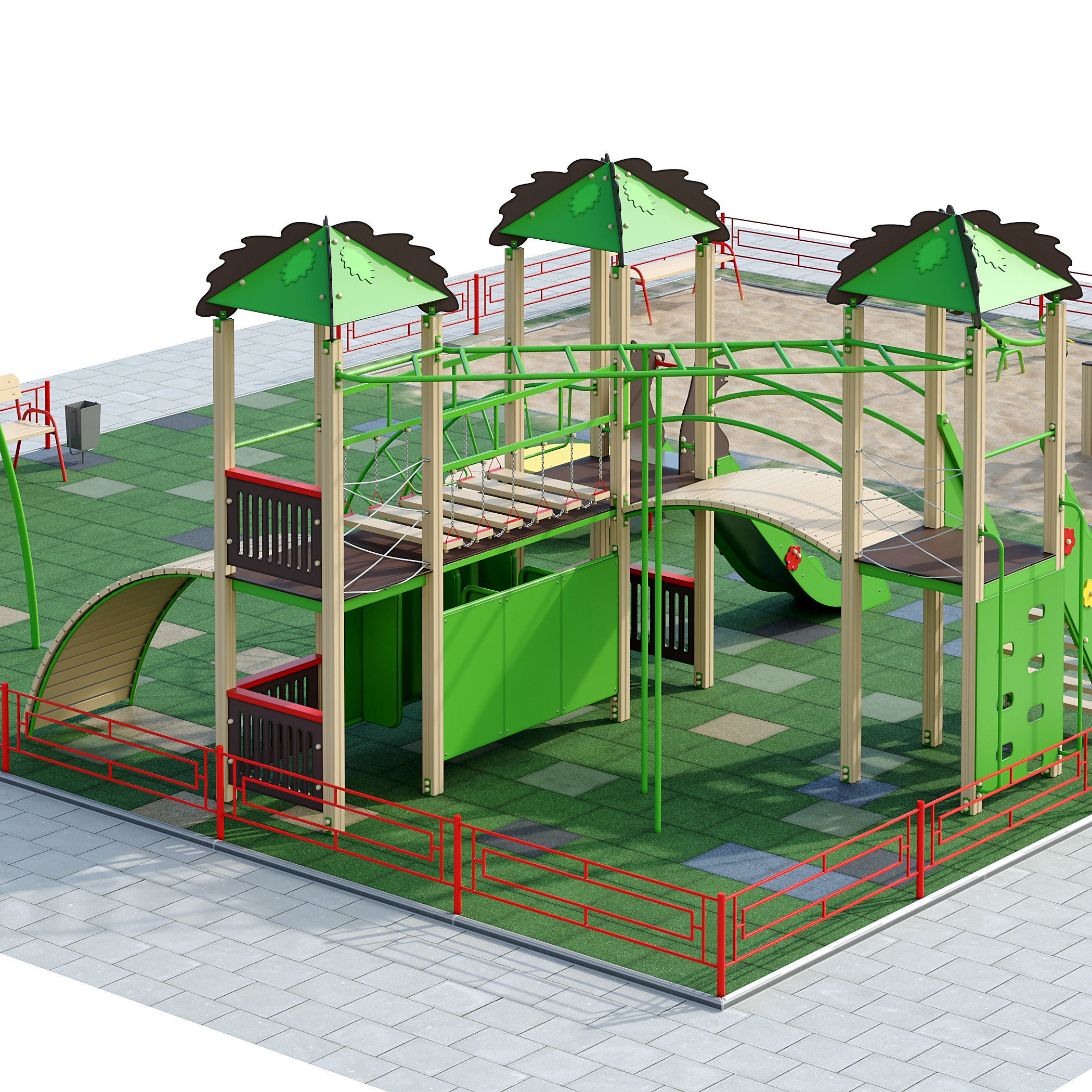 Playground with a large sandbox 3D model_3