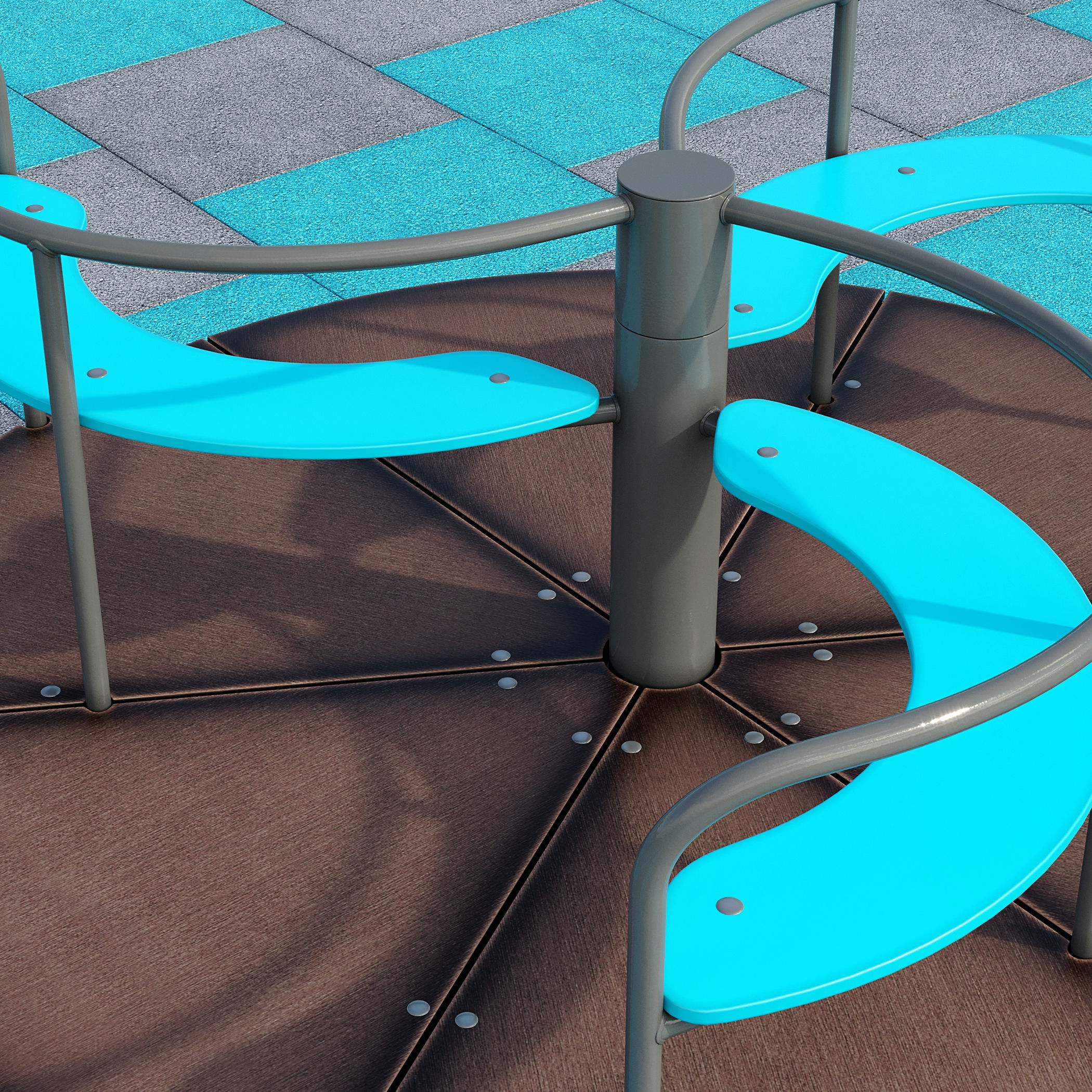 Stylish turquoise playground 3D model_6