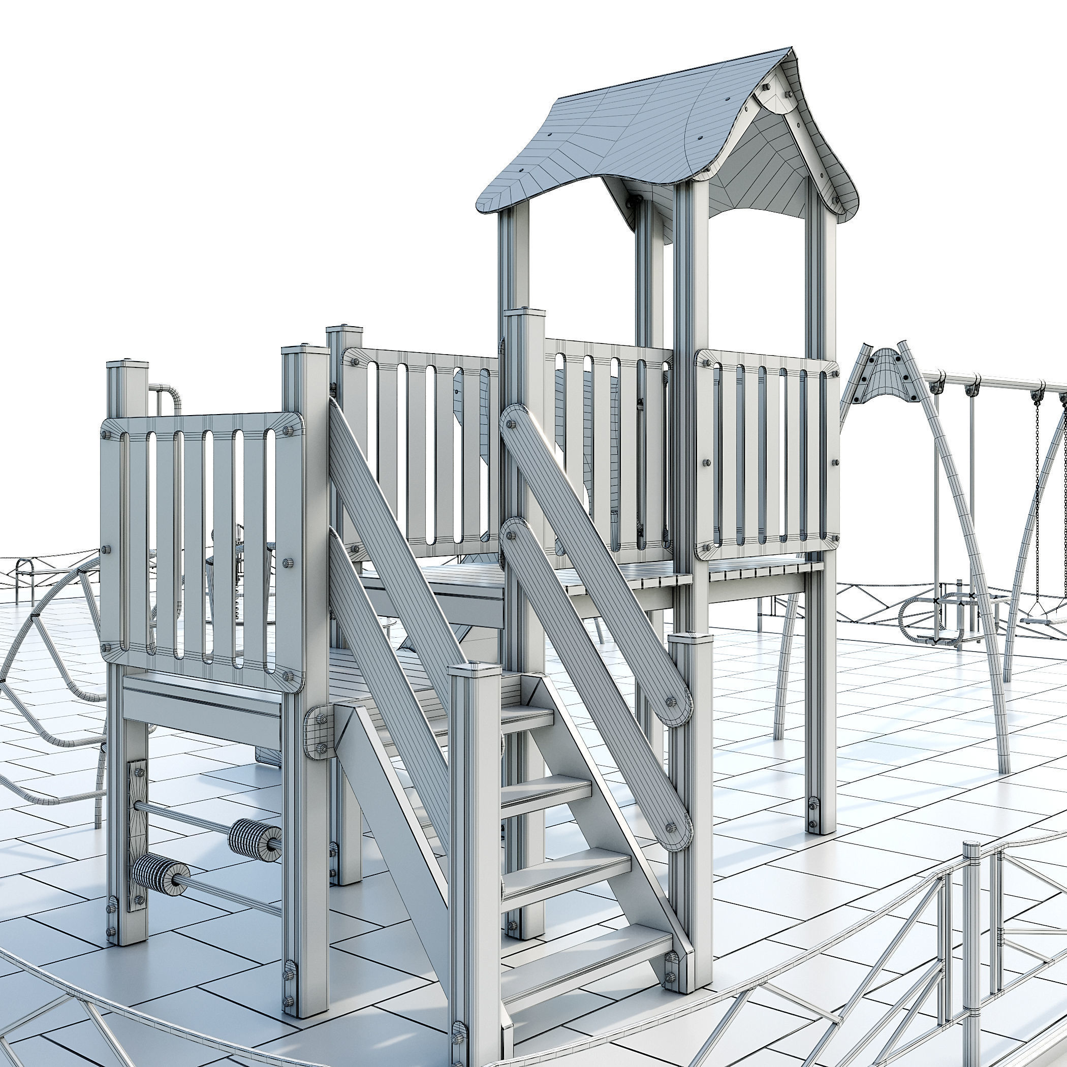 Stylish turquoise playground 3D model_21