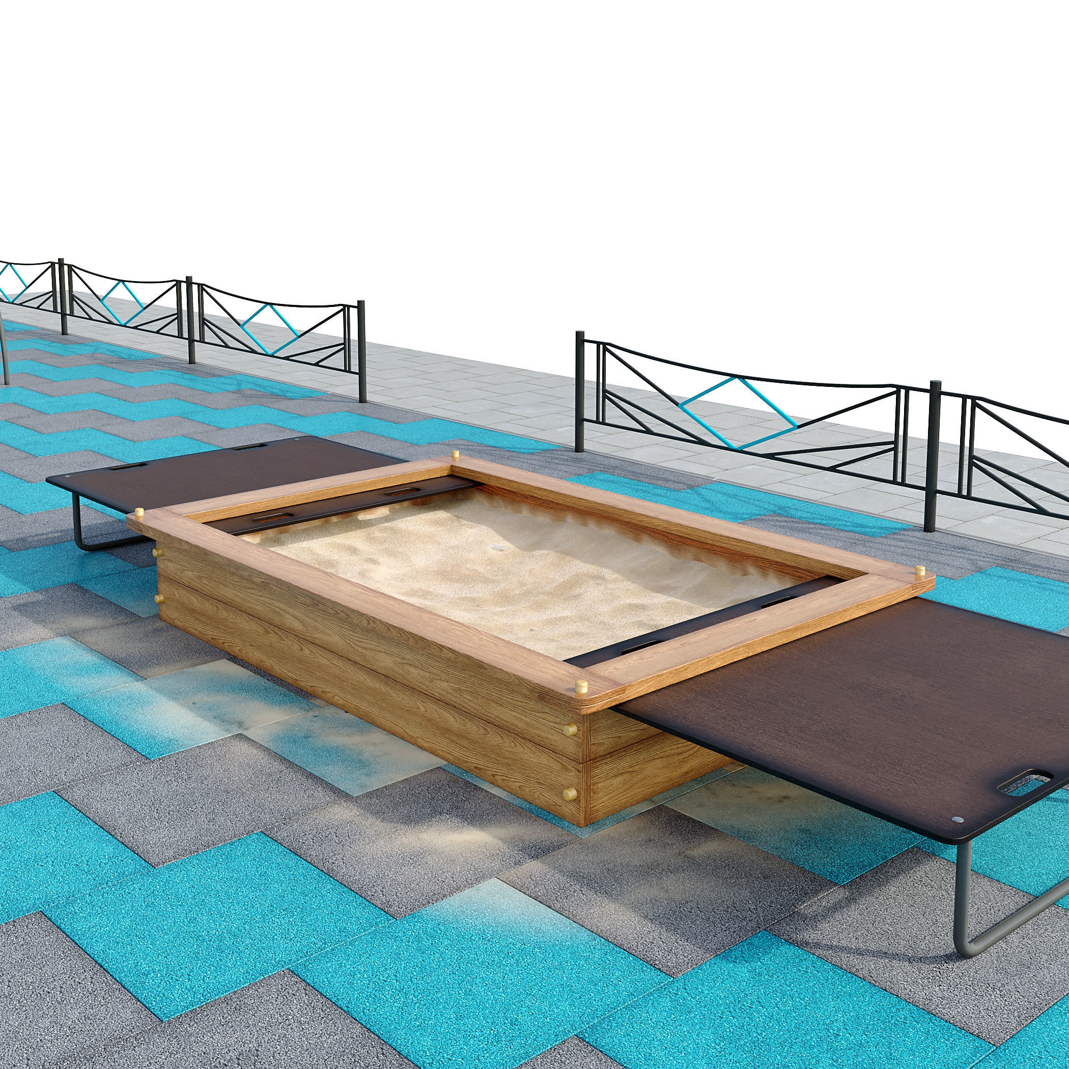 Stylish turquoise playground 3D model_18