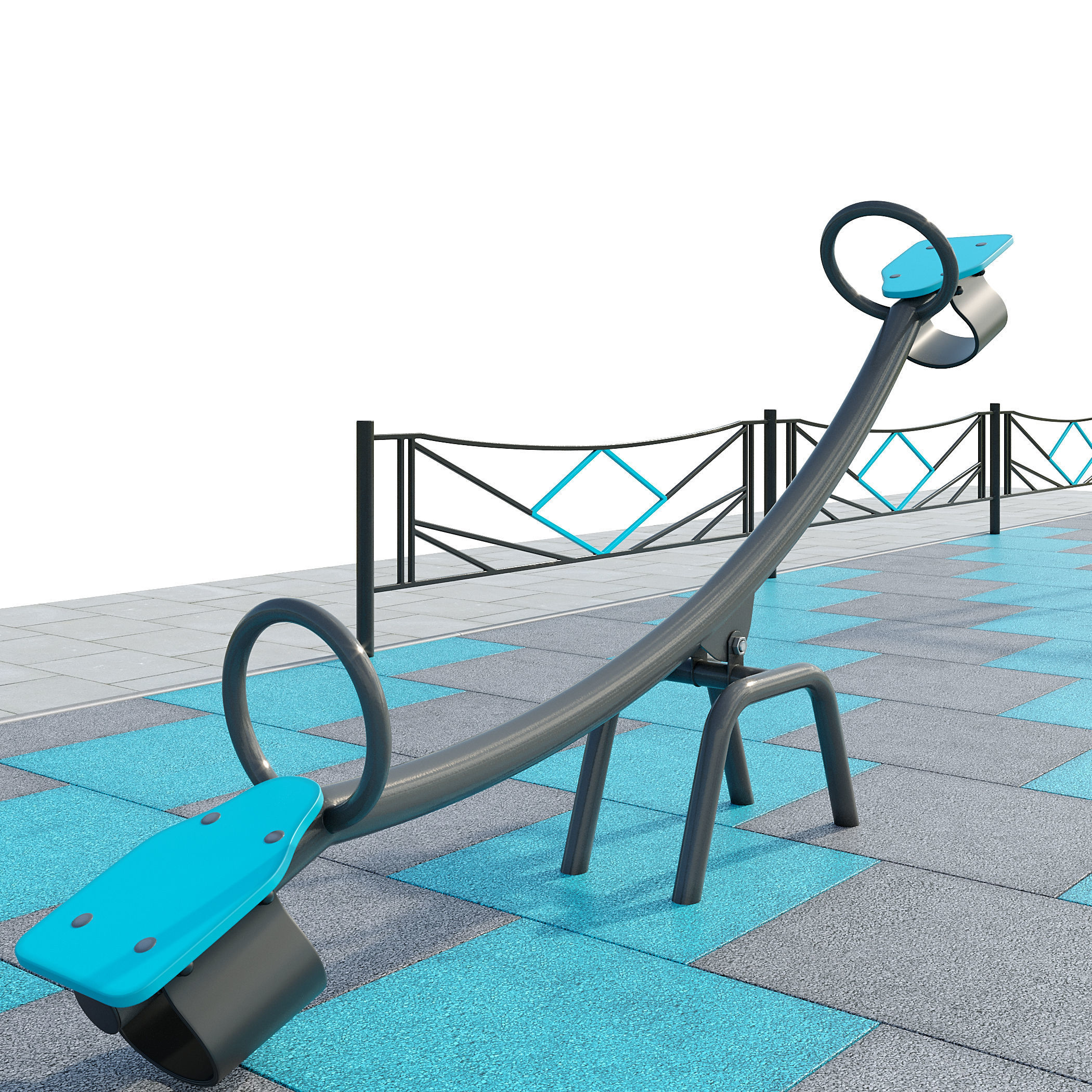 Stylish turquoise playground 3D model_14