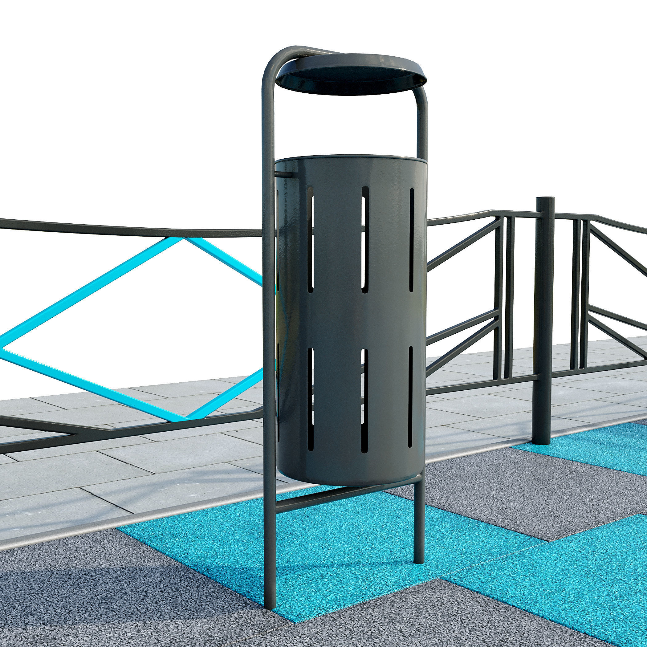 Stylish turquoise playground 3D model_16