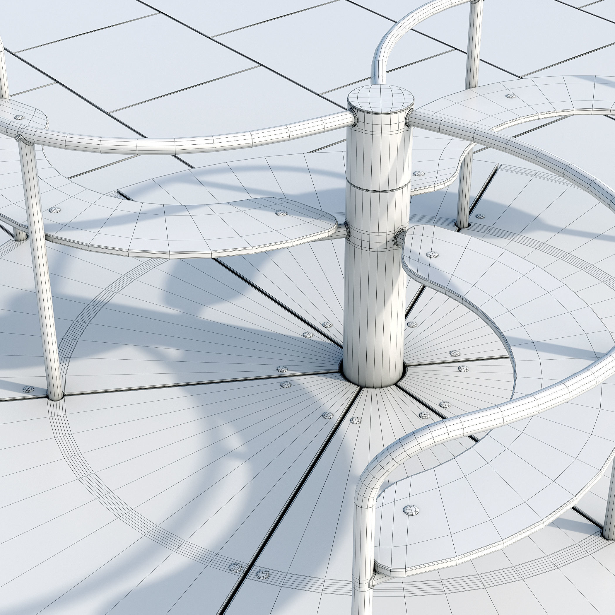 Stylish turquoise playground 3D model_7