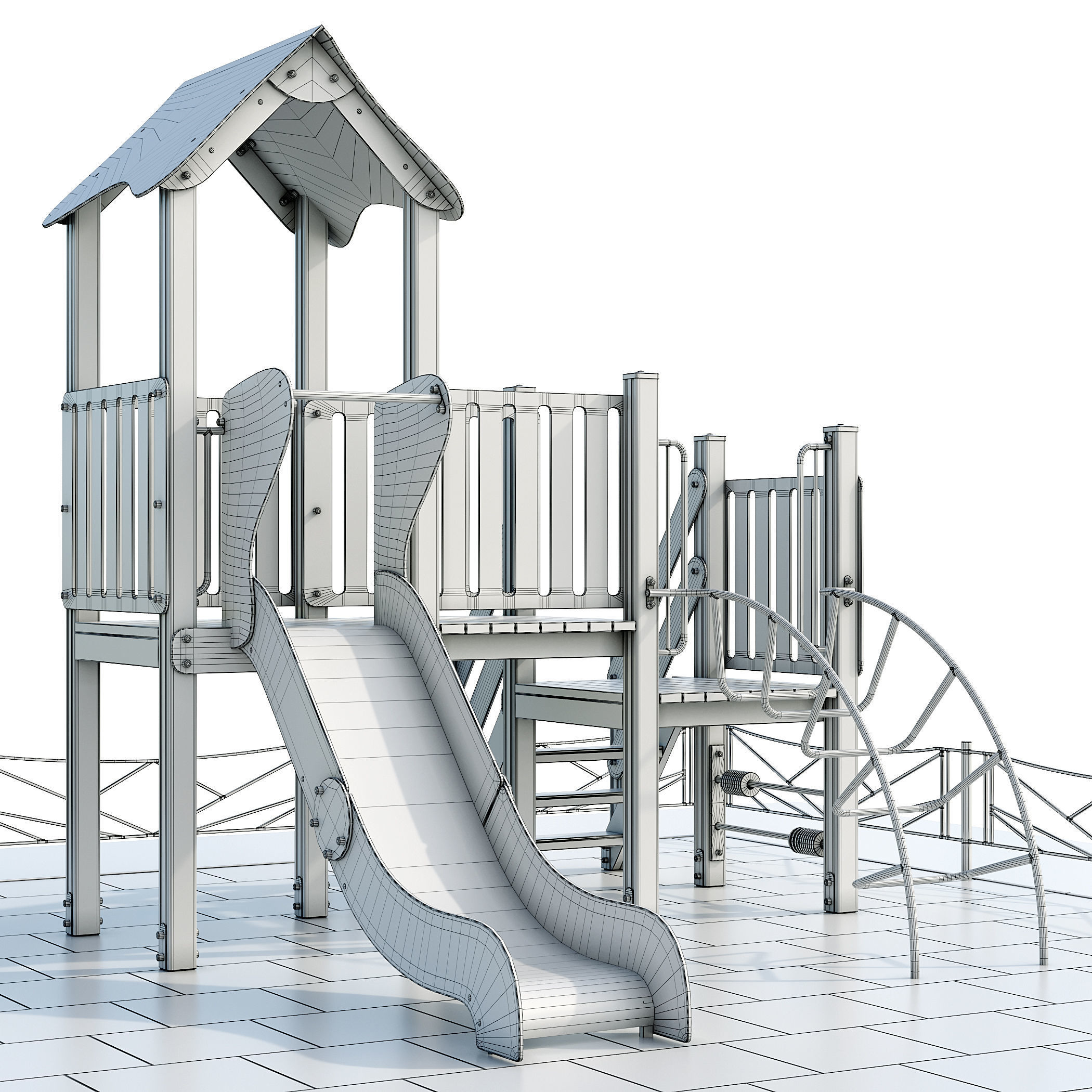 Stylish turquoise playground 3D model_11
