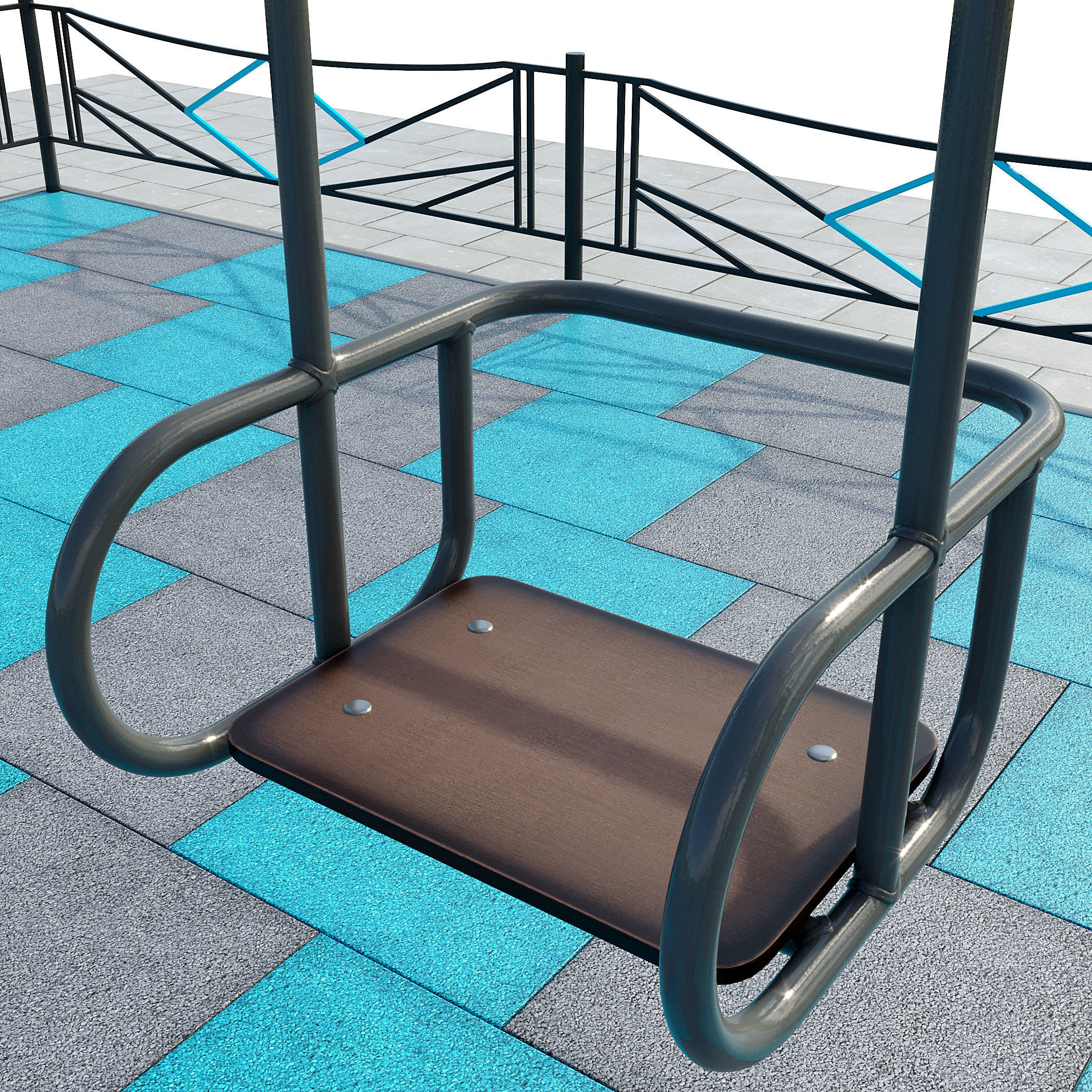 Stylish turquoise playground 3D model_12