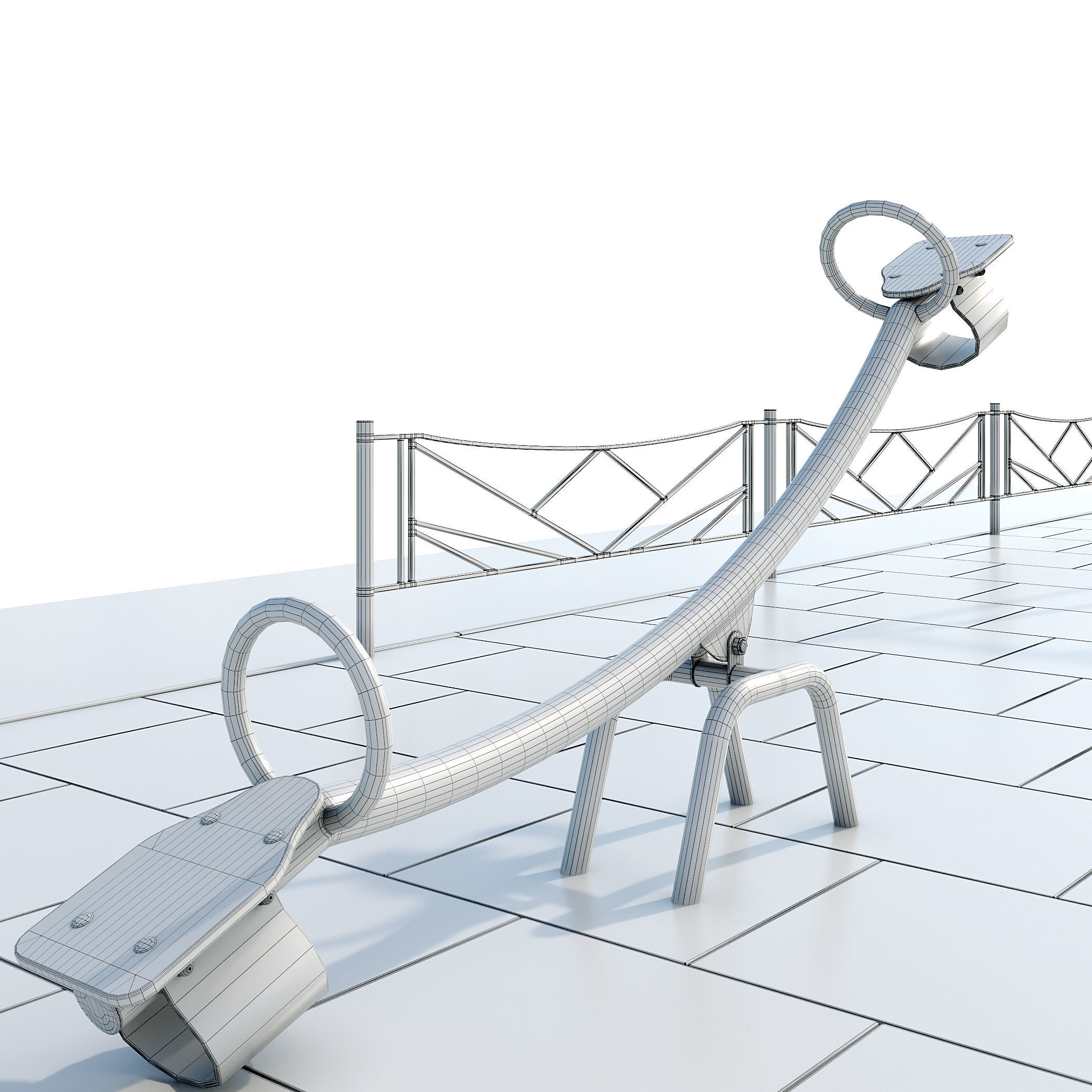 Stylish turquoise playground 3D model_15