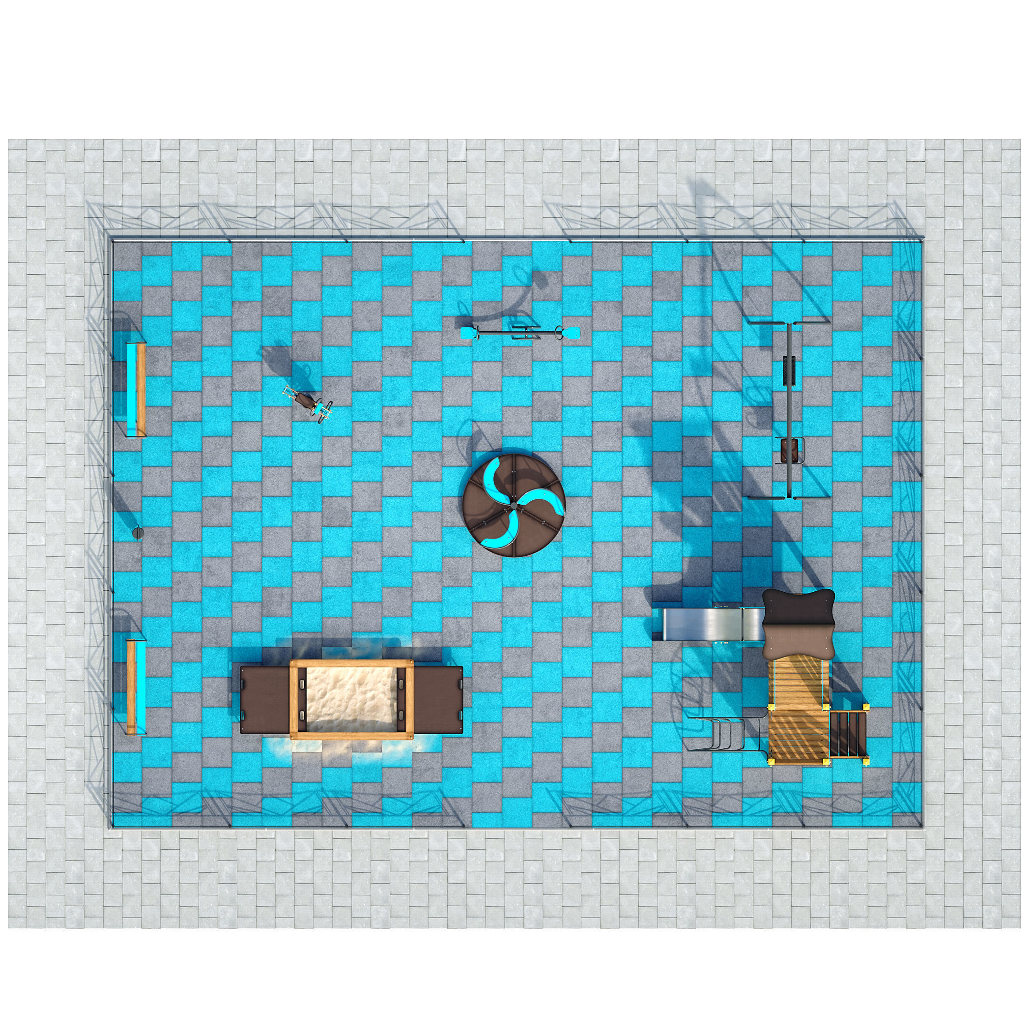 Stylish turquoise playground 3D model_2