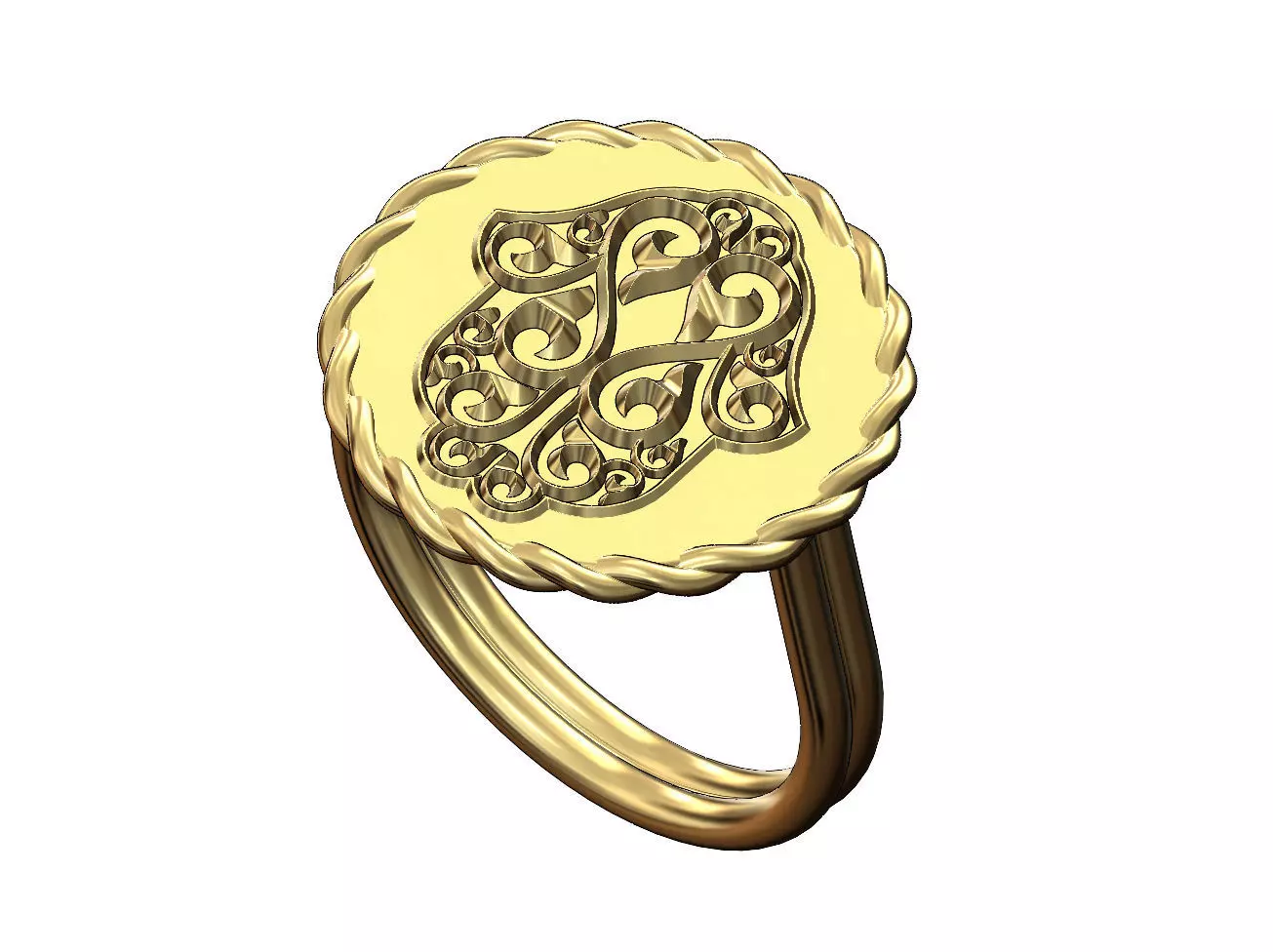 Braided hand of fatima coin ring US sizes 6 7 8 3D print model
