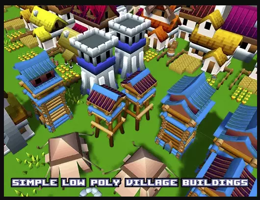 simple low poly village buildings Free low-poly 3D model