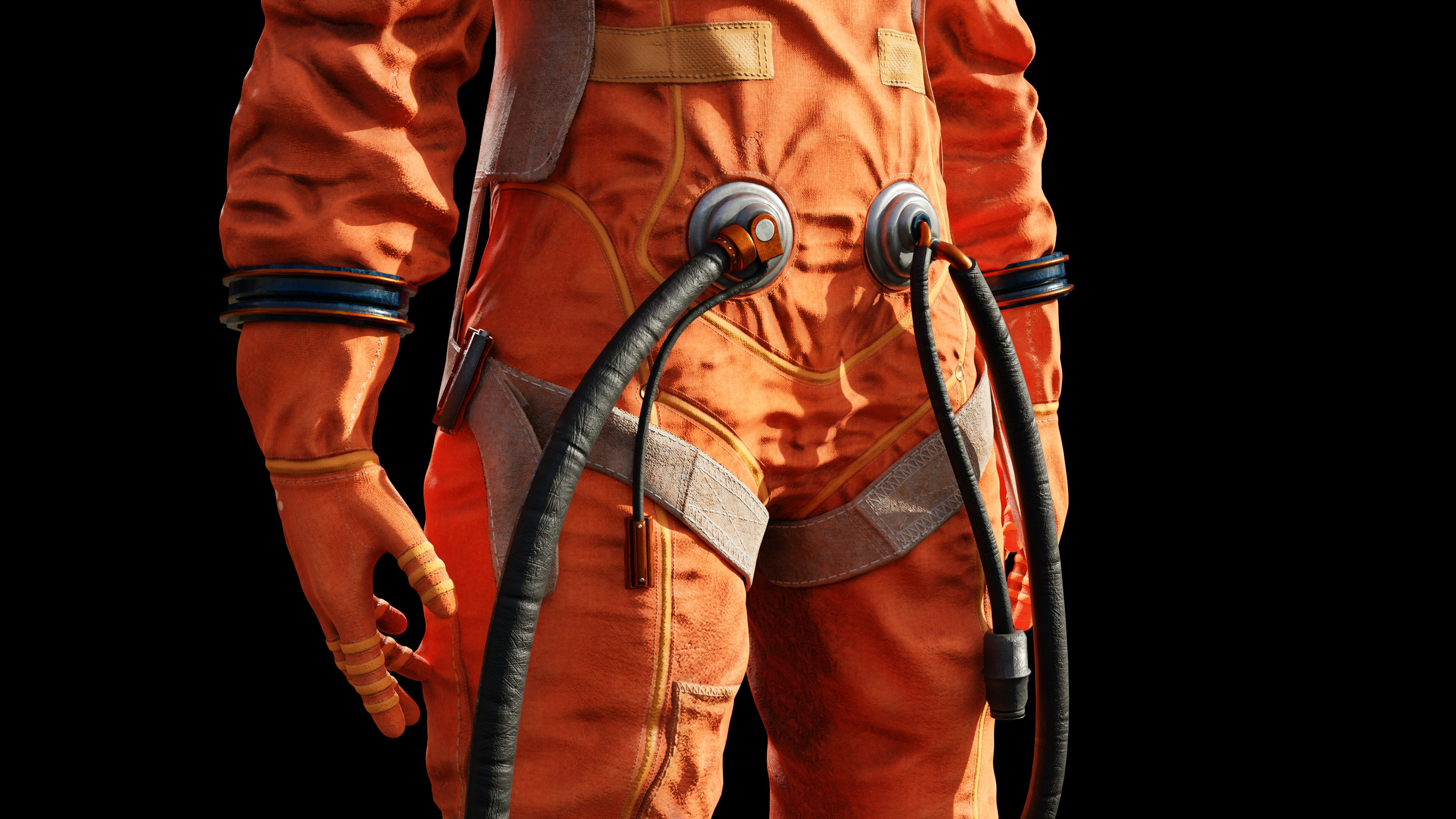 Midpoly female astronaut 3D model Low-poly 3D model_6