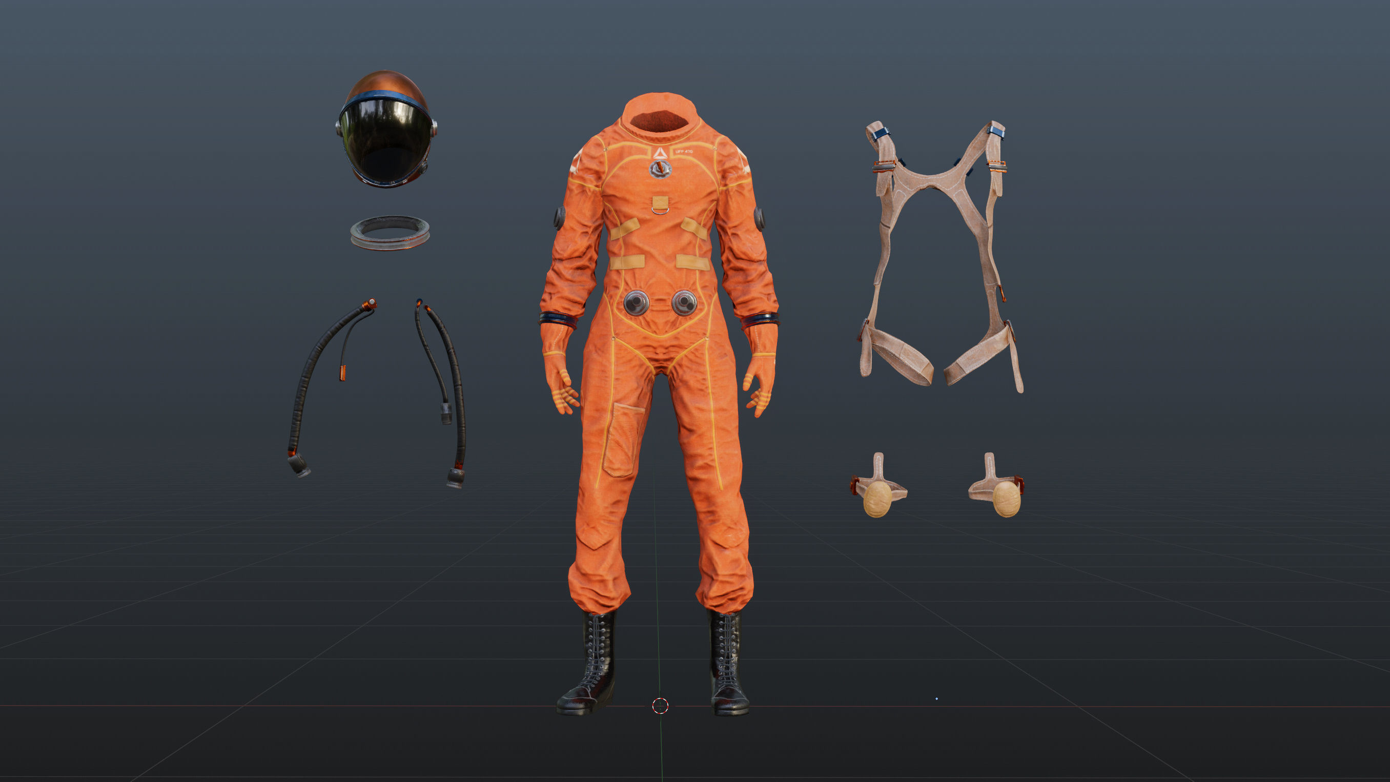 Midpoly female astronaut 3D model Low-poly 3D model_20