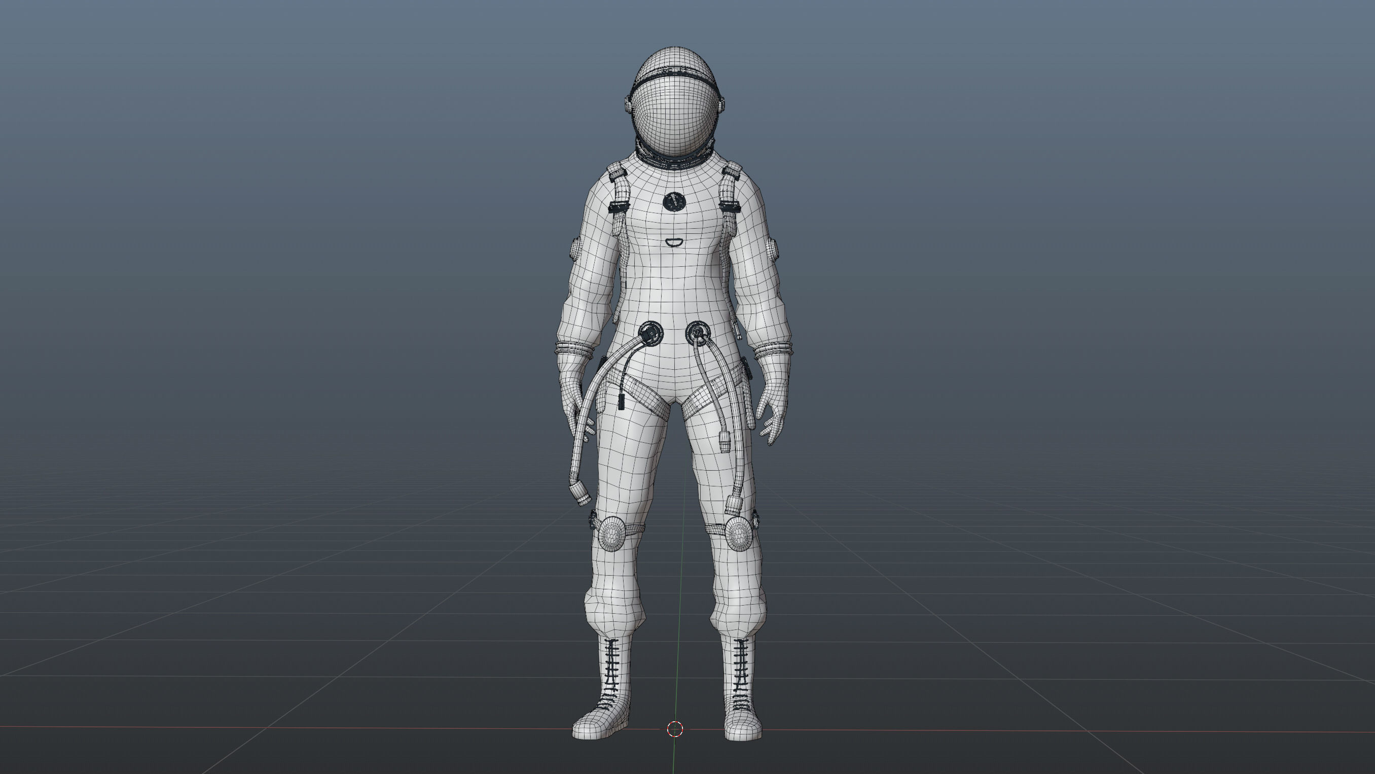 Midpoly female astronaut 3D model Low-poly 3D model_17