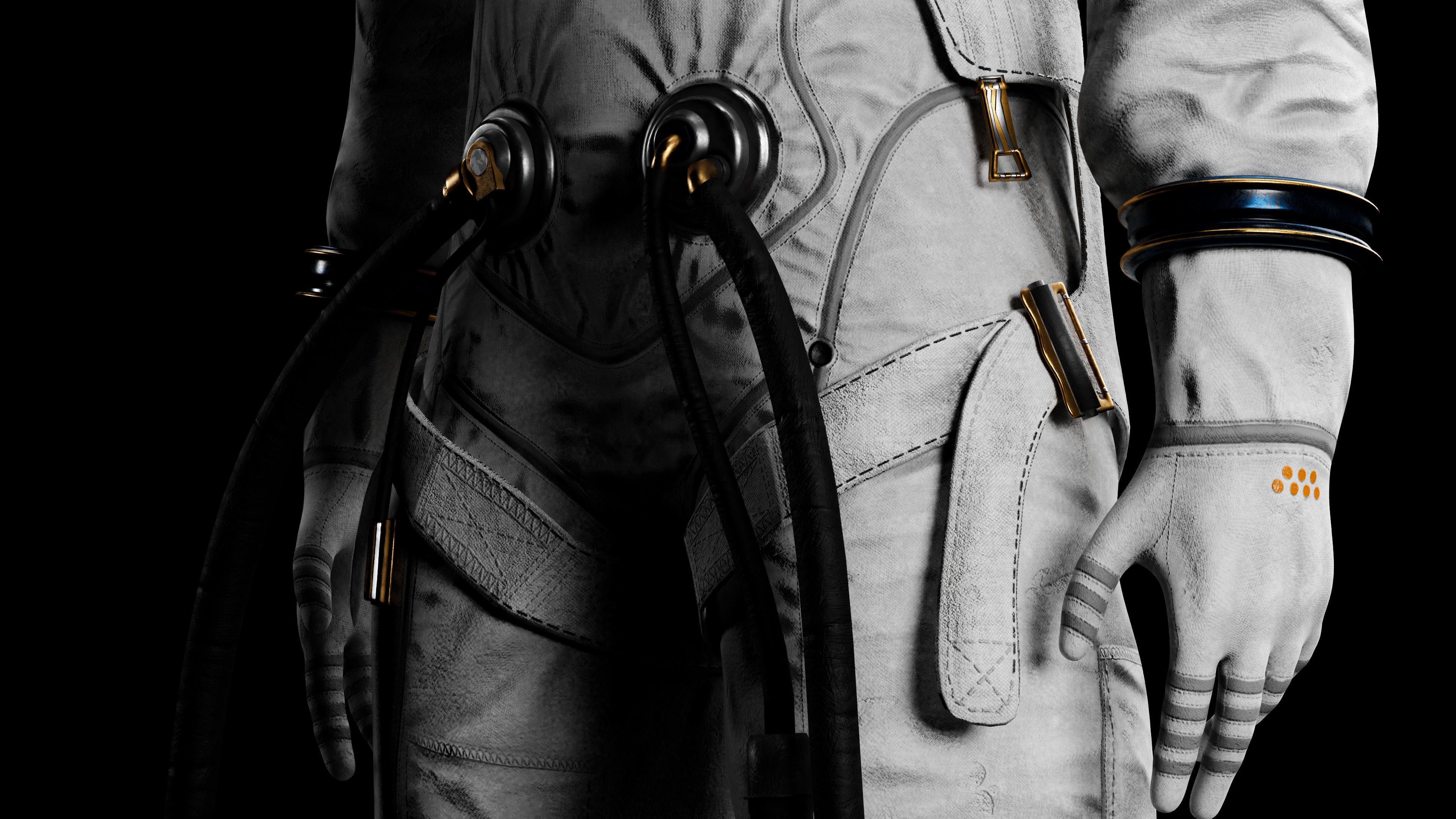 Midpoly female astronaut 3D model Low-poly 3D model_7