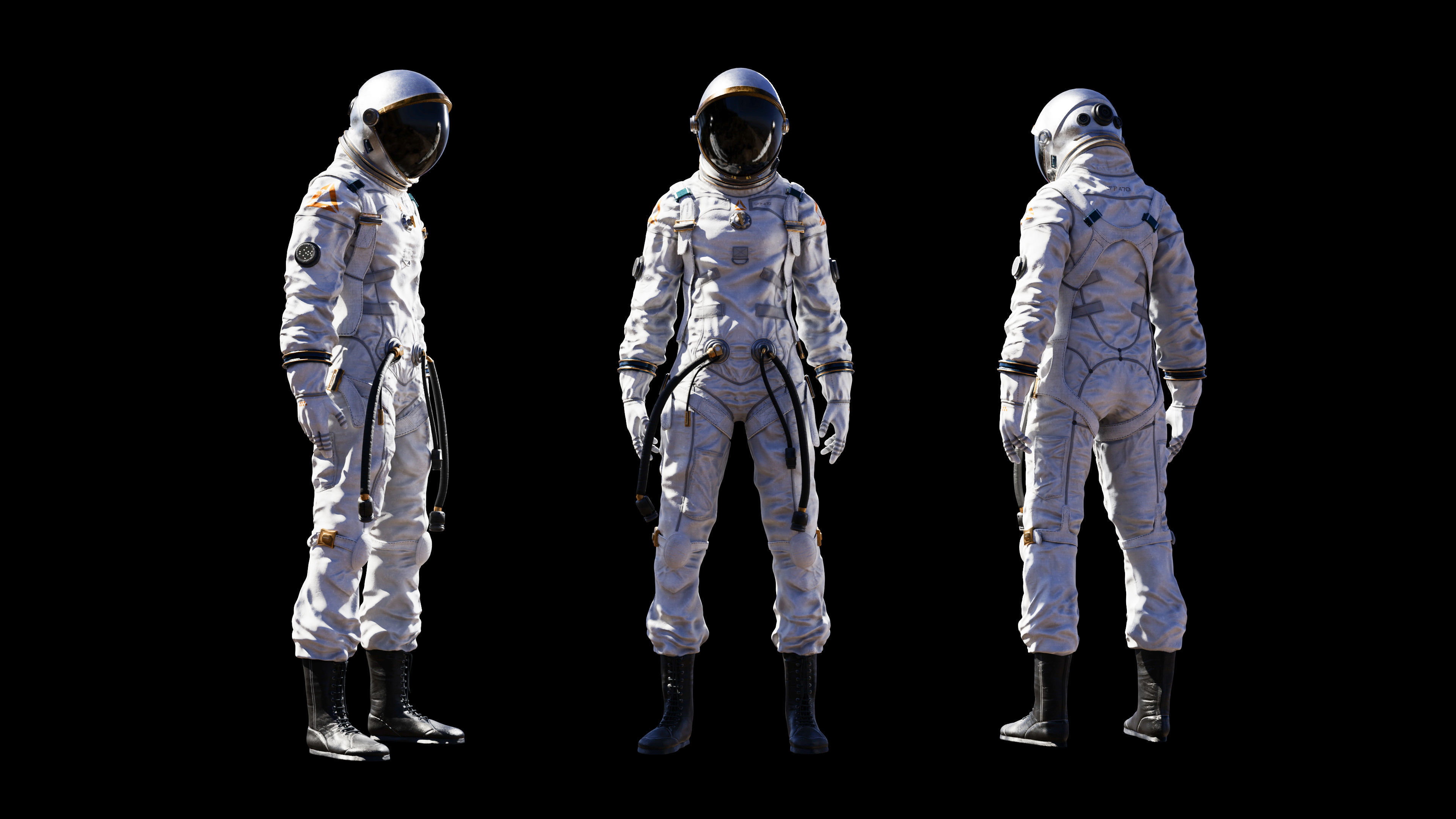 Midpoly female astronaut 3D model Low-poly 3D model_2
