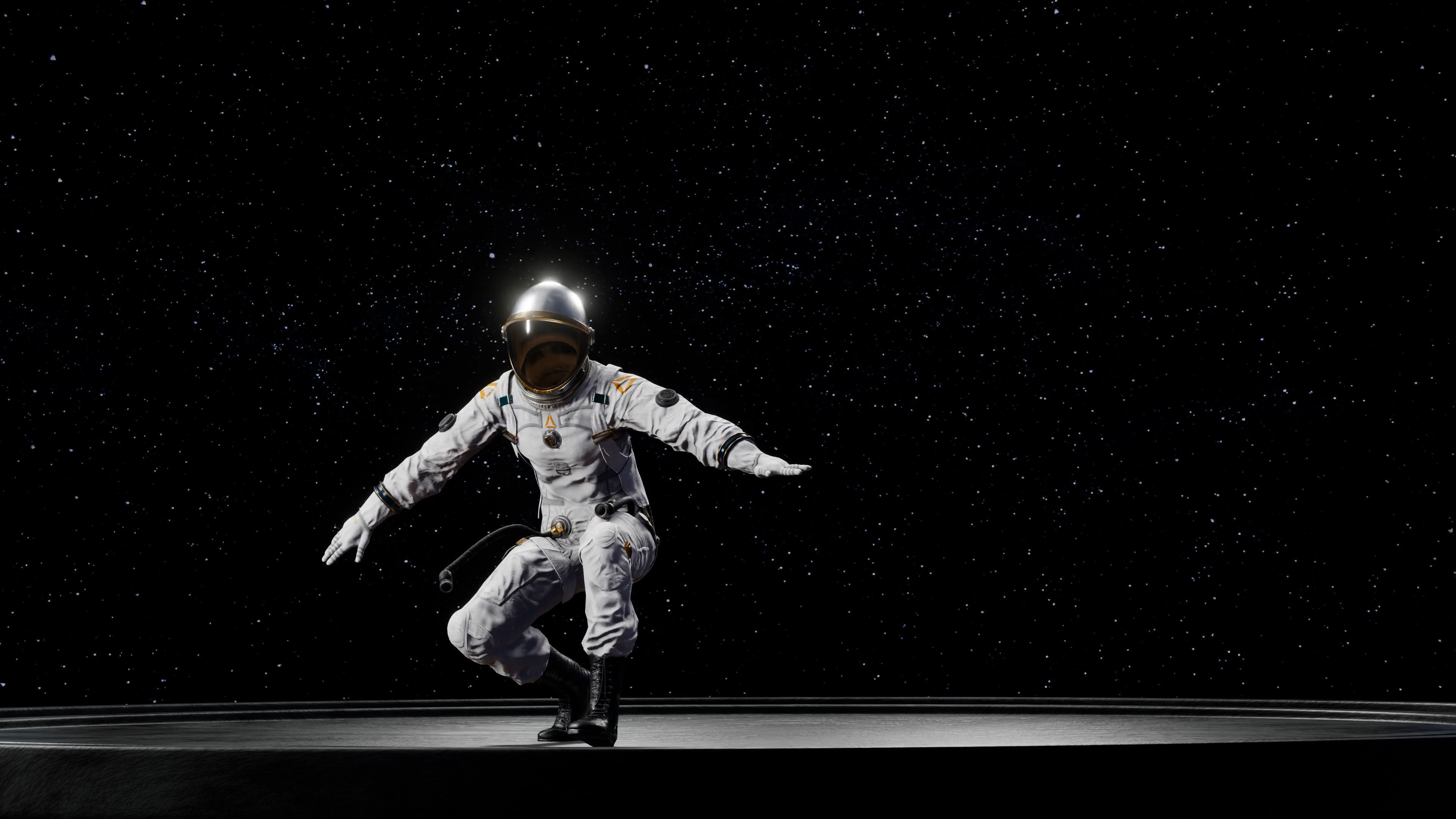 Midpoly female astronaut 3D model Low-poly 3D model_11