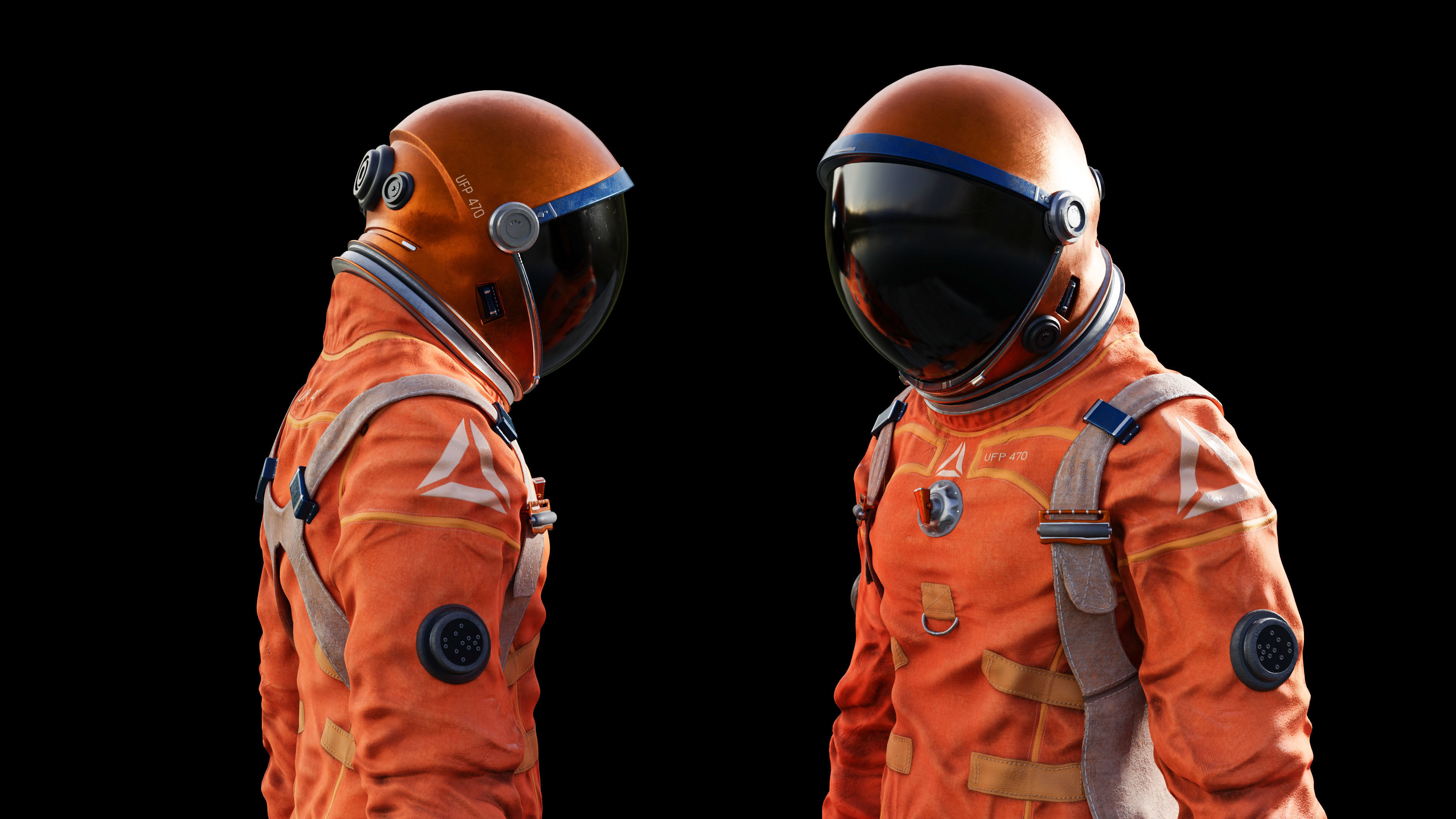 Midpoly female astronaut 3D model Low-poly 3D model_5