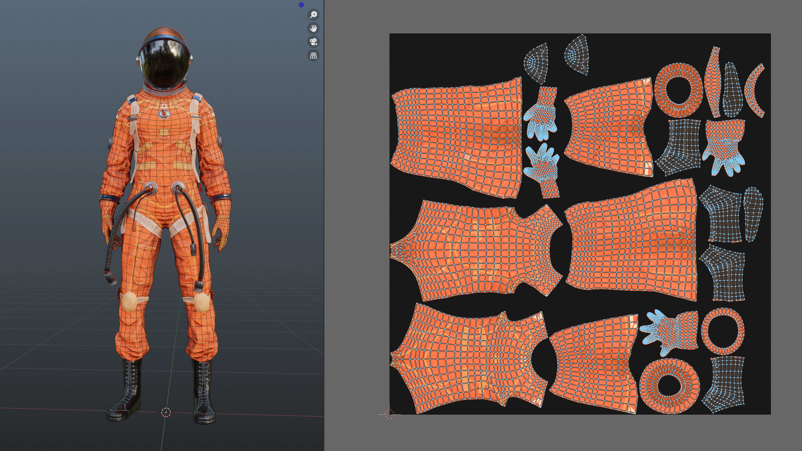 Midpoly female astronaut 3D model Low-poly 3D model_18
