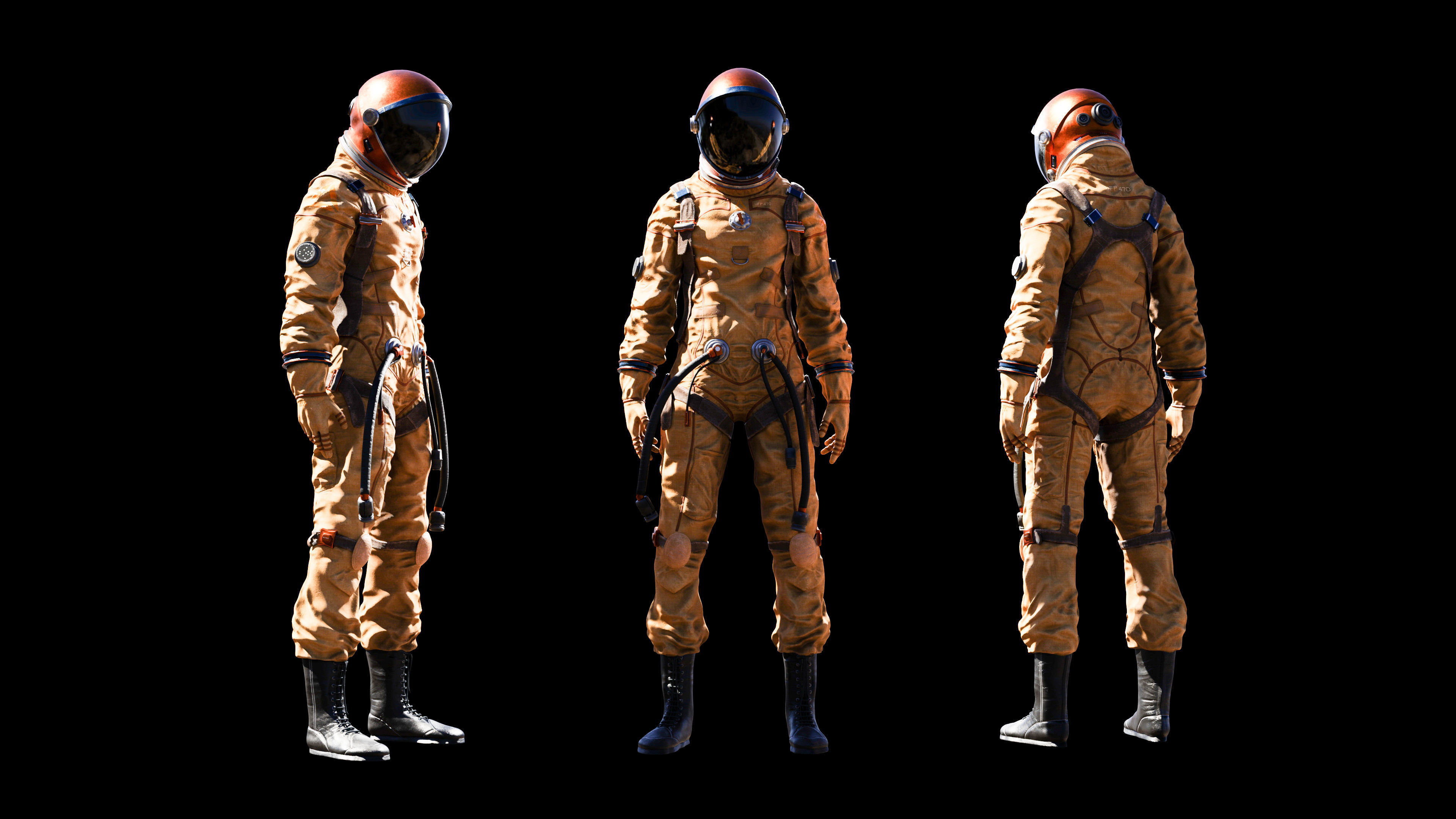 Midpoly female astronaut 3D model Low-poly 3D model_3