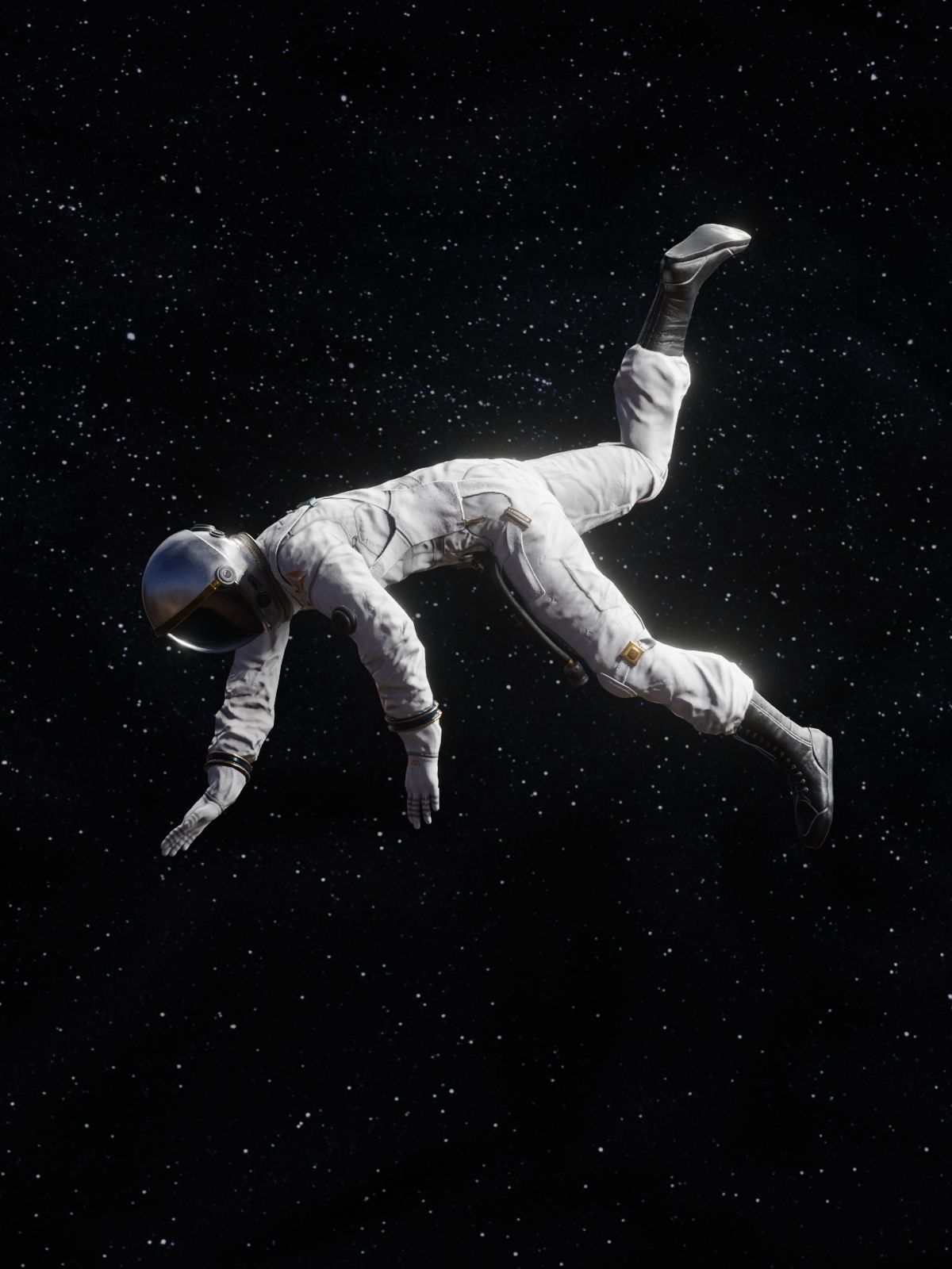 Midpoly female astronaut 3D model Low-poly 3D model_13