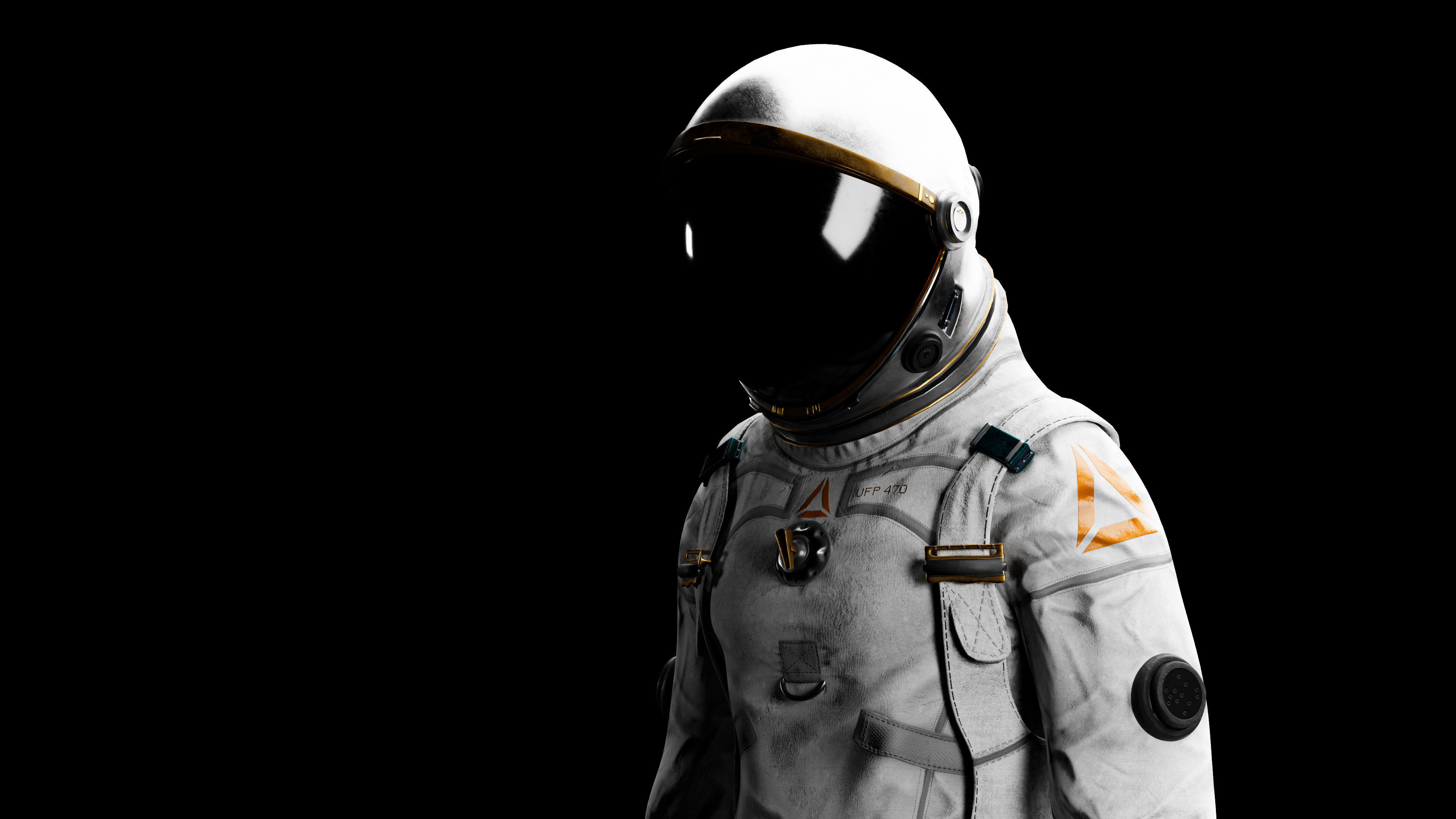 Midpoly female astronaut 3D model Low-poly 3D model_8