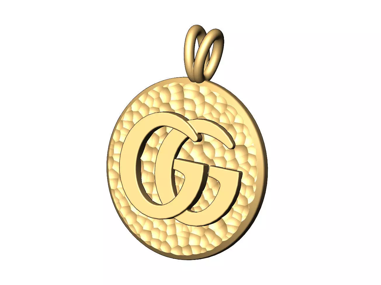 GG Gucci logo hammered coin pendant and charm 3D model 3D printable ...
