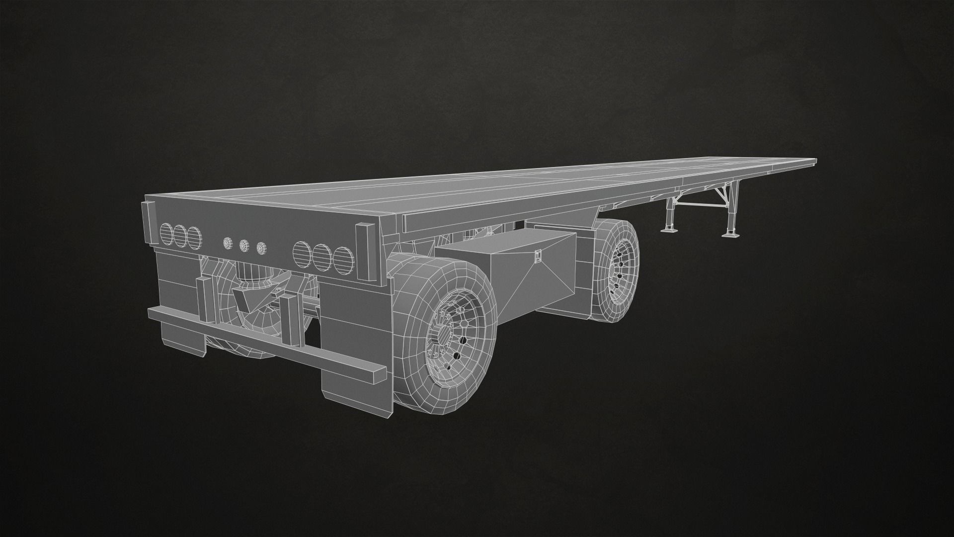 Semi Truck Flatbed Trailer Low-poly 3D model_23