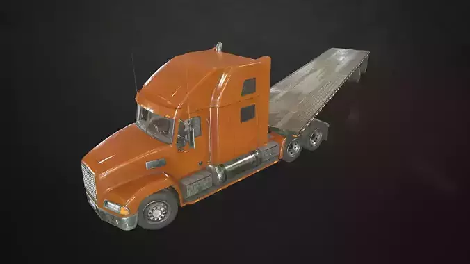 Semi Truck Flatbed Trailer Low-poly 3D model