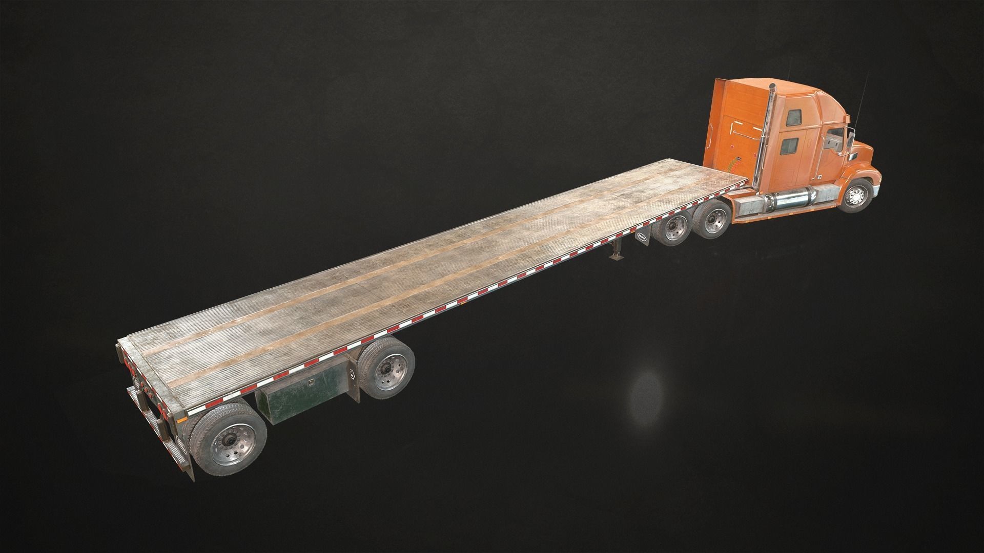 Semi Truck Flatbed Trailer Low-poly 3D model_8