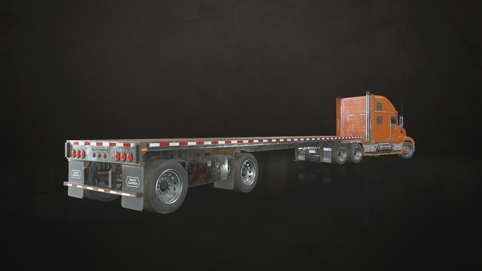 Semi Truck Flatbed Trailer Low-poly 3D model_6