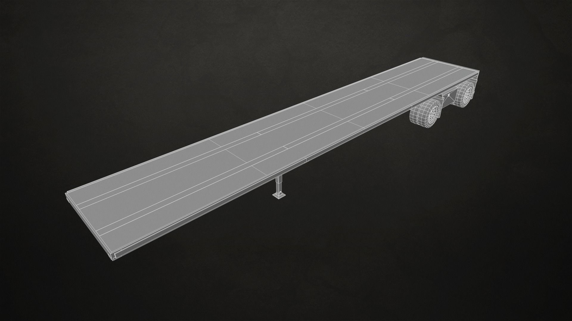 Semi Truck Flatbed Trailer Low-poly 3D model_21