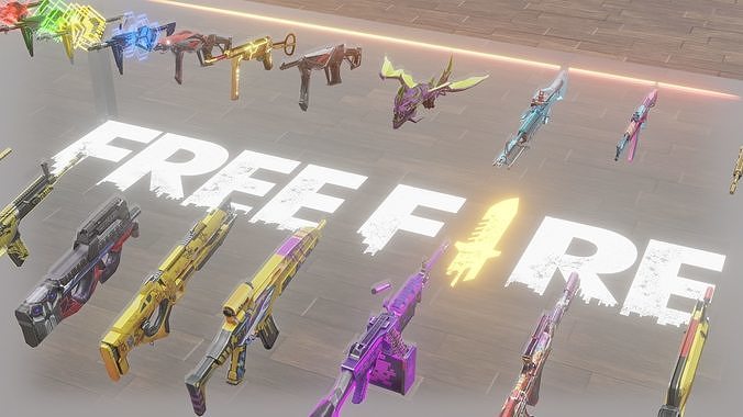 Free Fire Guns - All Guns 3d model Download - Blender 3D model