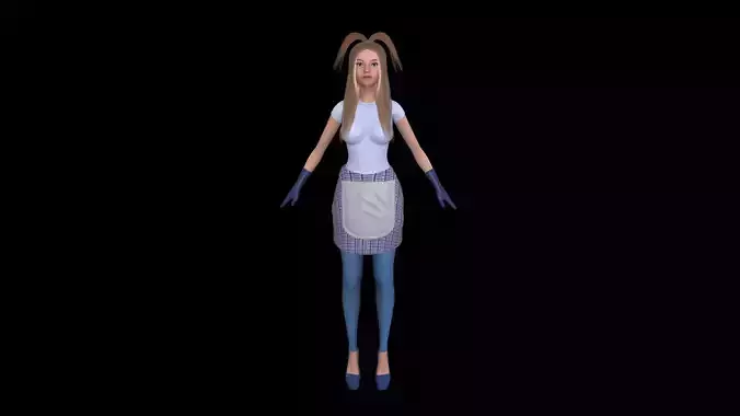 Seller 2 girl in dress Low-poly 3D model
