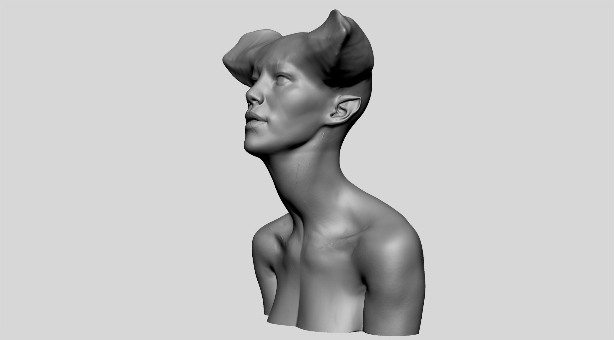 Female Creature Bust Printable 3D print model_6
