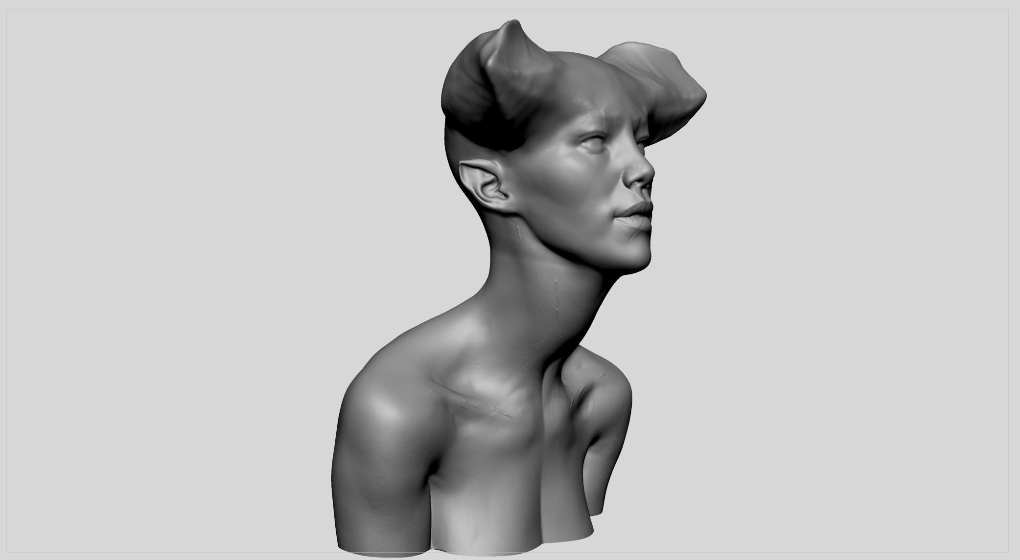 Female Creature Bust Printable 3D print model_1