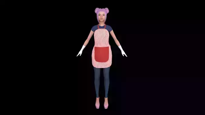 Seller 3 woman in dress Low-poly 3D model