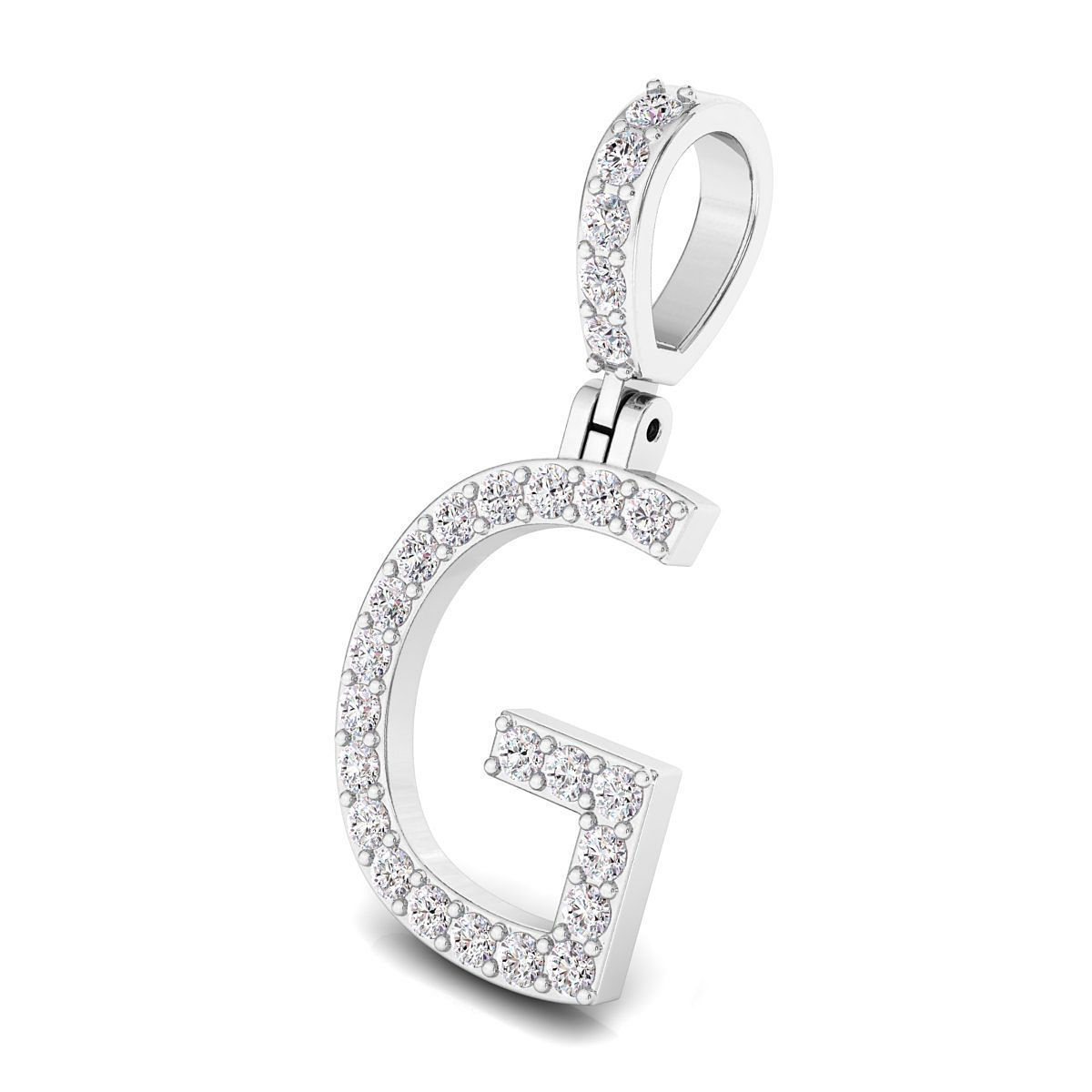 Alphabet G-letter single row pendant 3D print model_4