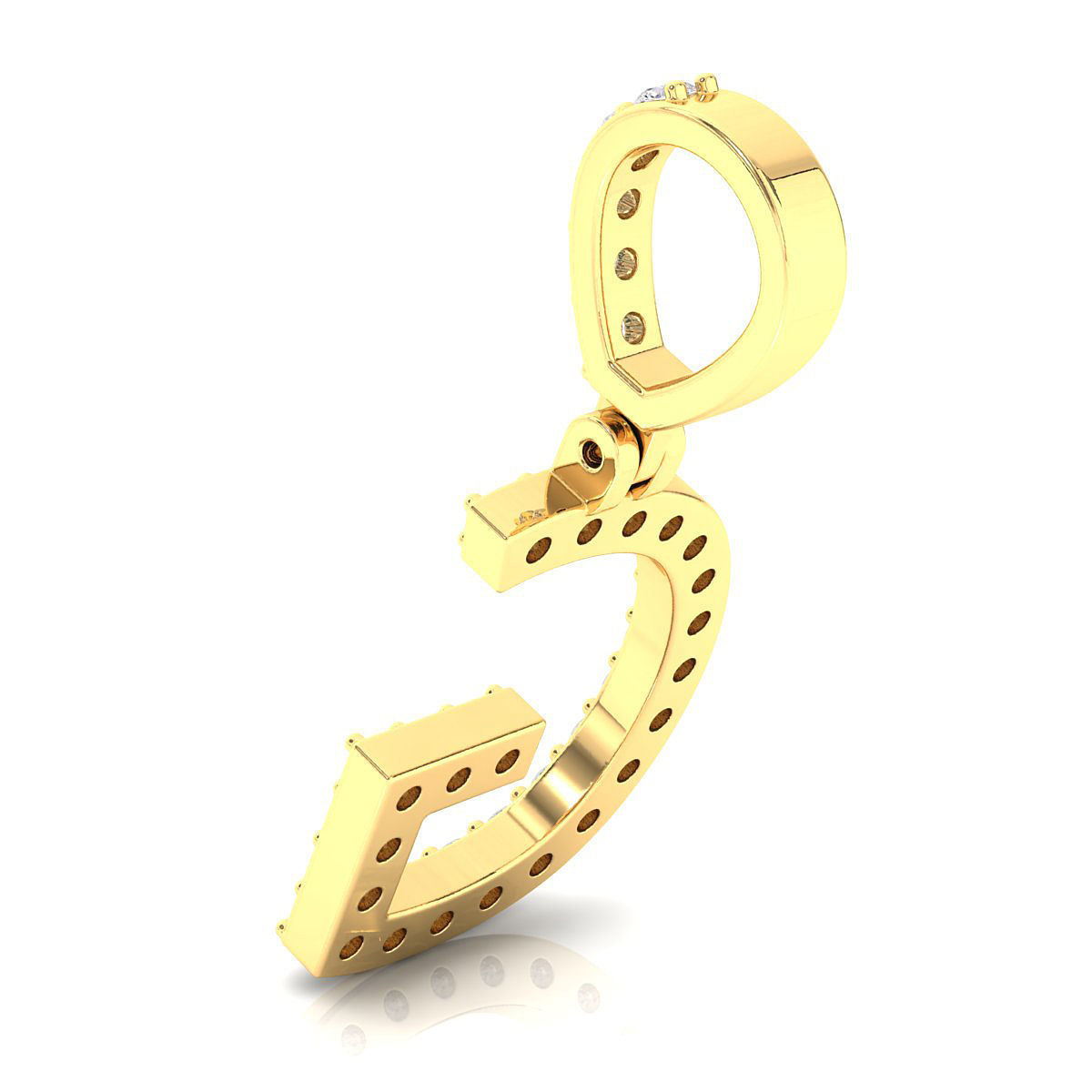 Alphabet G-letter single row pendant 3D print model_9