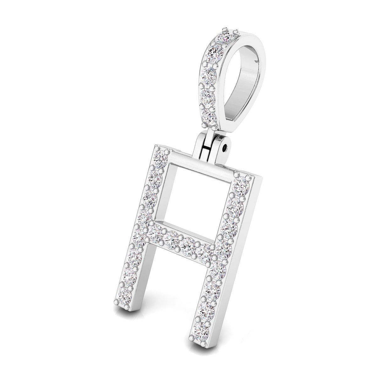 Alphabet H-letter single row pendant 3D print model_4