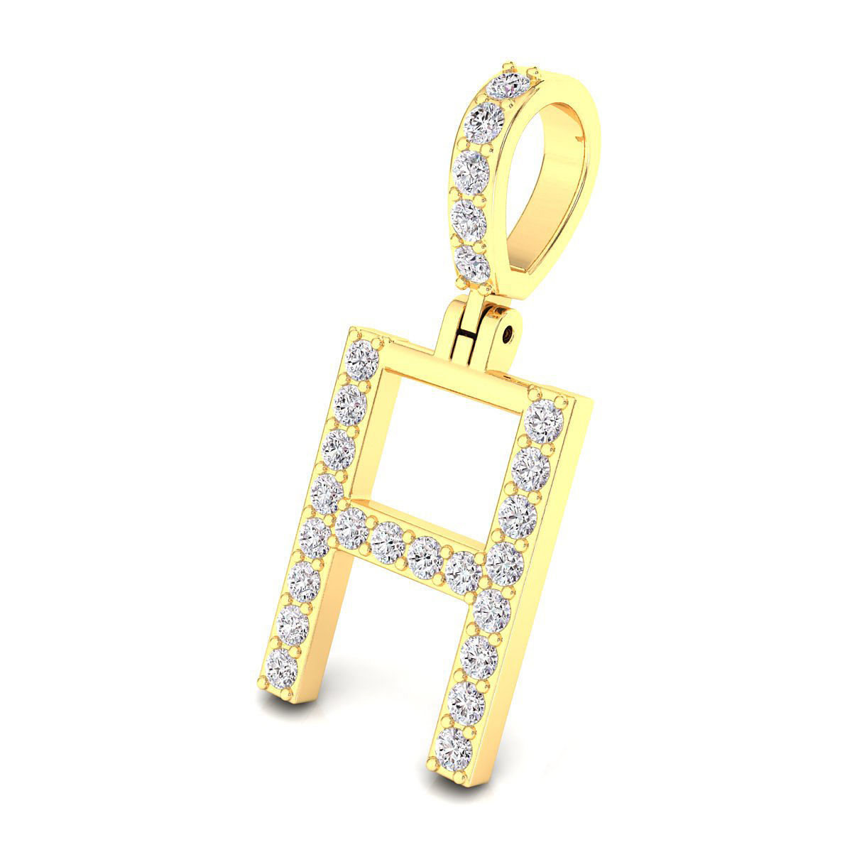 Alphabet H-letter single row pendant 3D print model_6