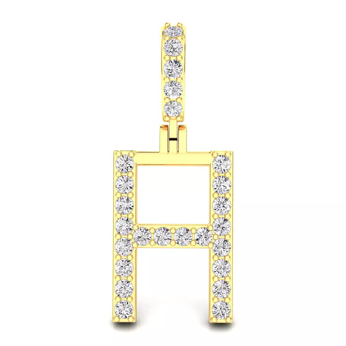 Alphabet H-letter single row pendant 3D print model_0