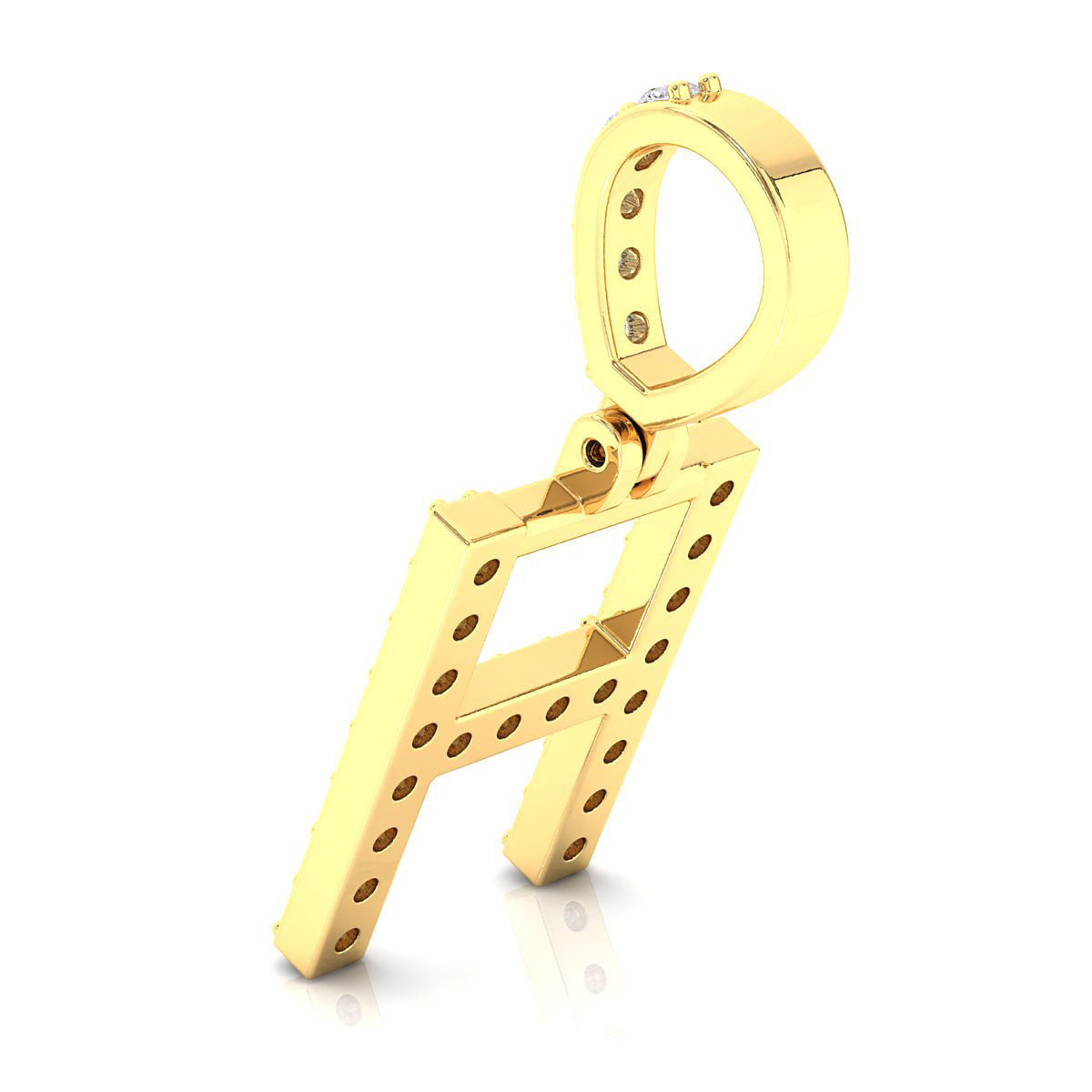 Alphabet H-letter single row pendant 3D print model_9