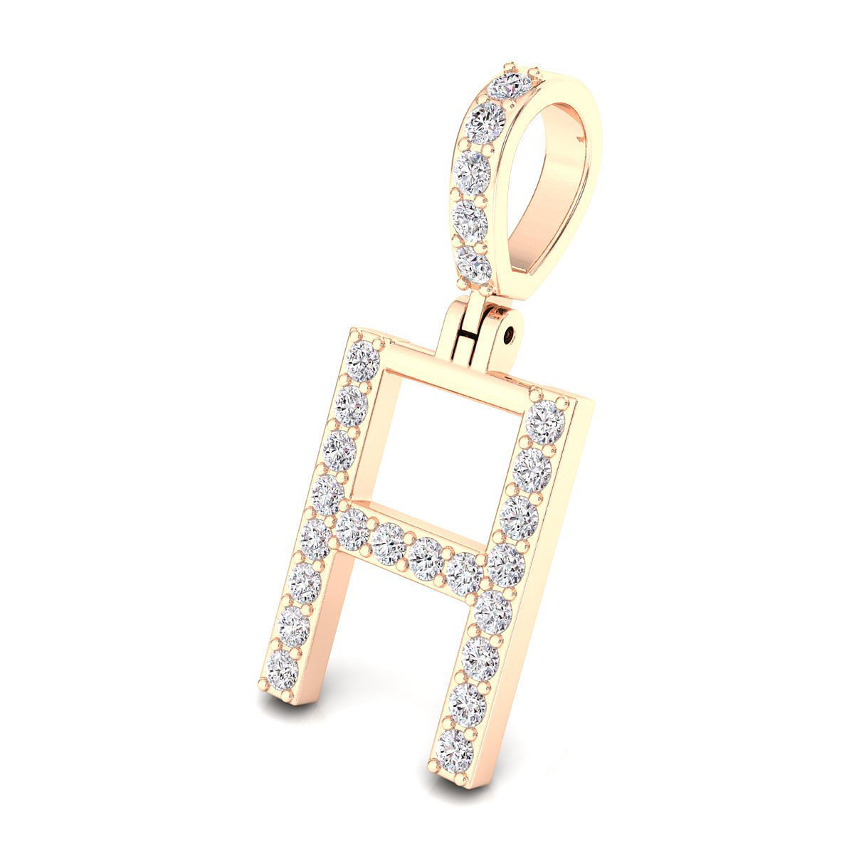 Alphabet H-letter single row pendant 3D print model_5